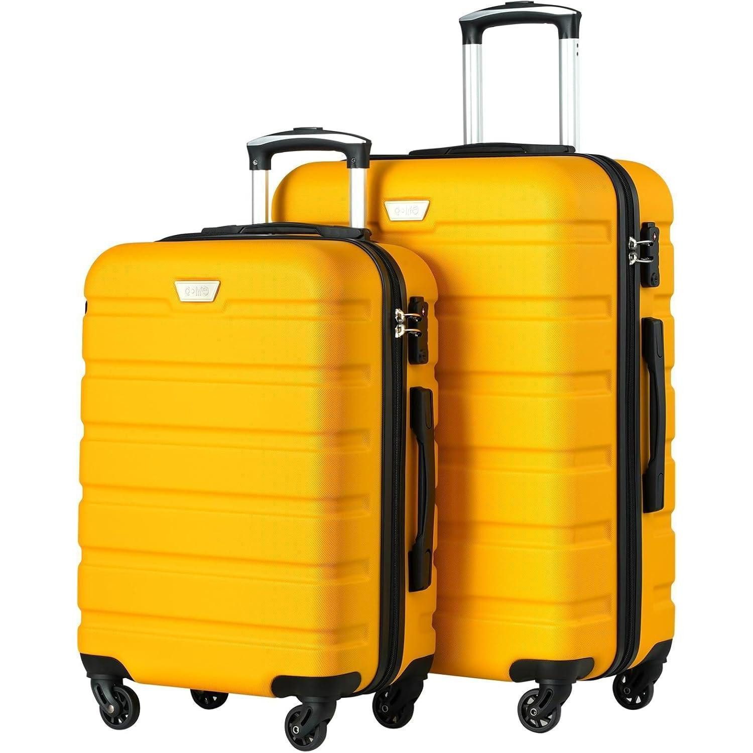 Kofferset Koffer Hartschalenkoffer Rollkoffer TSA Set 2tlg S M Zitronengelb
