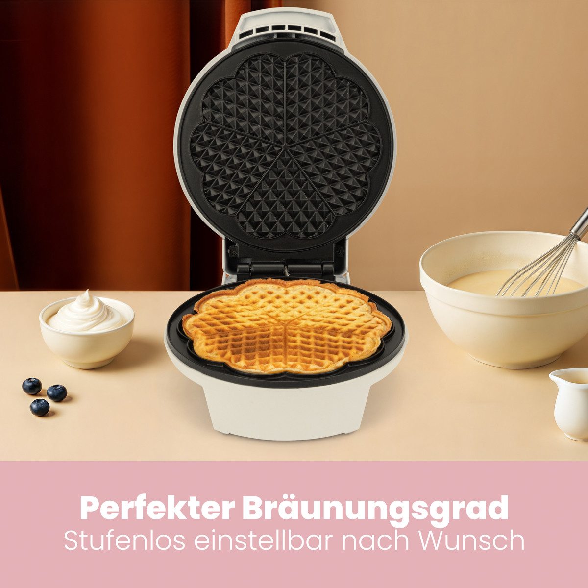 CLATRONIC Waffeleisen WA 3491, Waffeleisen, 2 große Backflächen