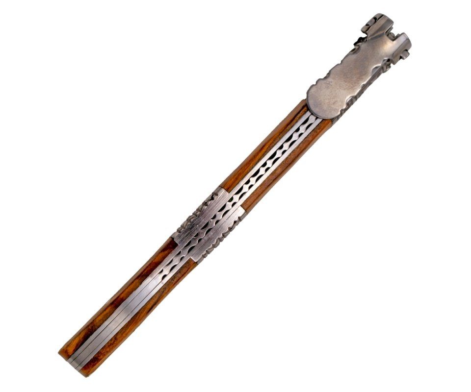 Third Taschenmesser Third Taschenmesser Ratschenmesser, Olivenholz und Reliefmuster, Braun, (1 St), Edelstahlbacken mit dekorativem Flachreliefmuster