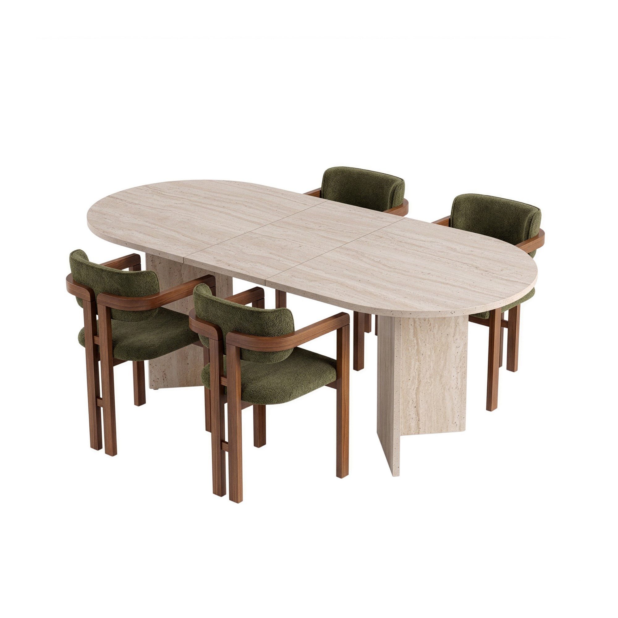 Skye Decor Essgruppe Aleria, (Set, 5-tlg., 1 Esstisch + 4 Stühle)