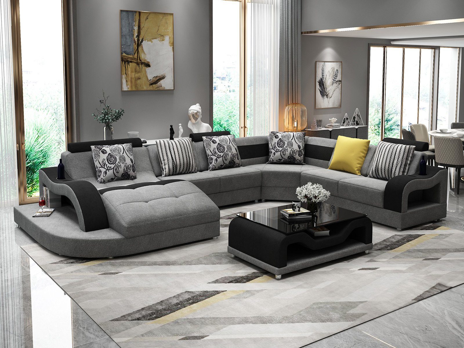 JVmoebel Ecksofa, Ecksofa Sofa U Form Couch Polster Designer Textil Big Stoffsofa