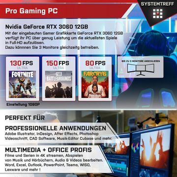 SYSTEMTREFF Basic Gaming-PC (AMD Ryzen 9 5900X, GeForce RTX 3060, 32 GB RAM, 1000 GB HDD, 1000 GB SSD, Luftkühlung, Windows 11, WLAN)