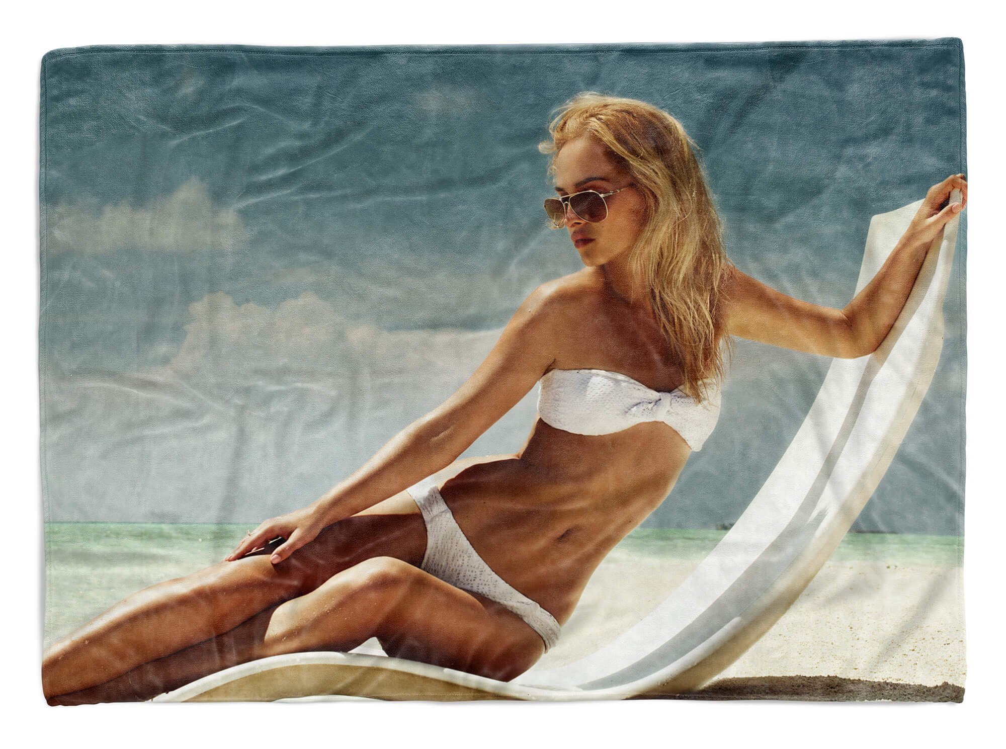 Sinus Art Handtücher Handtuch Strandhandtuch Saunatuch Kuscheldecke mit Fotomotiv Sexy Bikini Strand, Baumwolle-Polyester-Mix (1-St), Handtuch