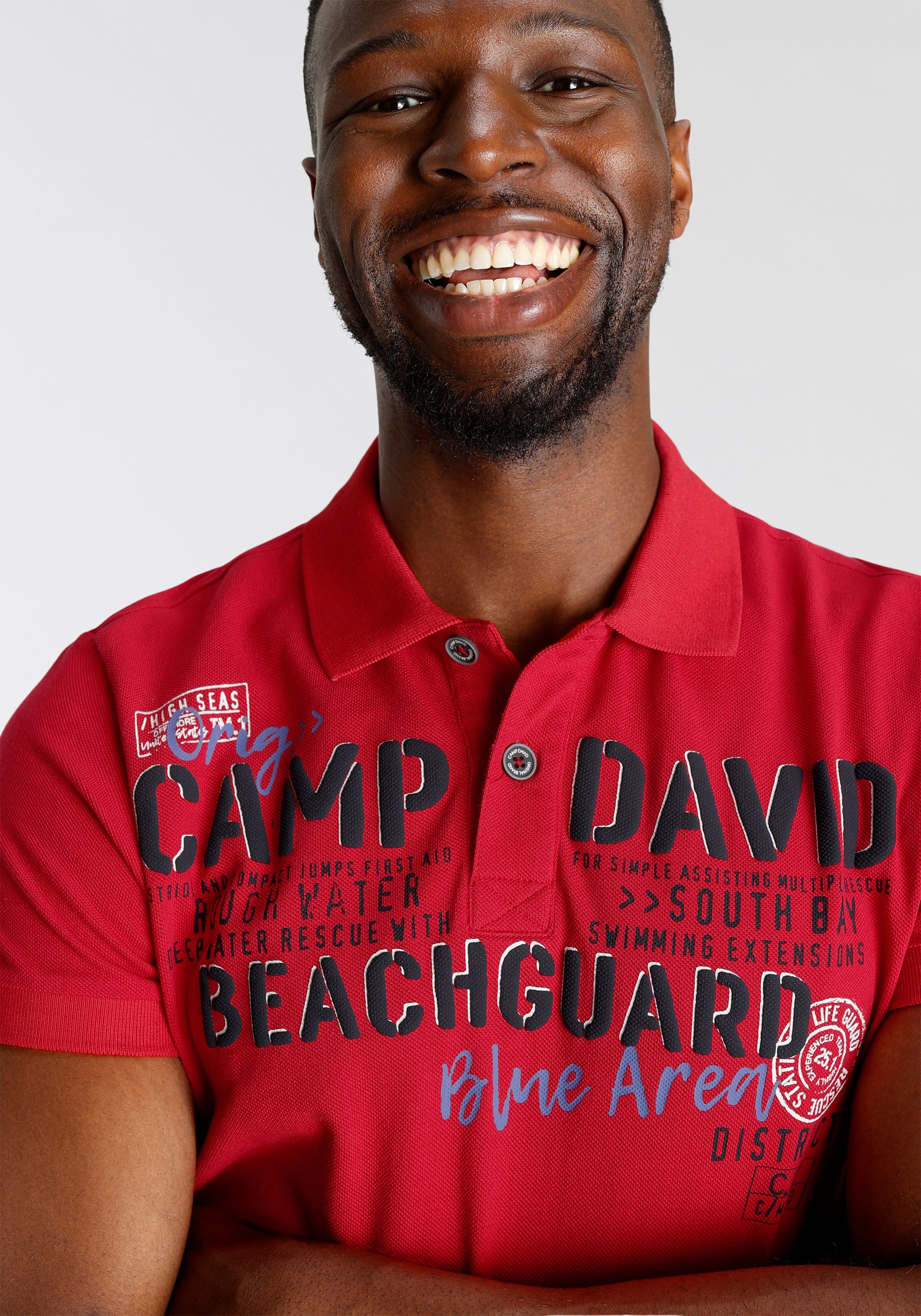 in red Poloshirt hochwertiger Piqué-Qualität DAVID sun CAMP