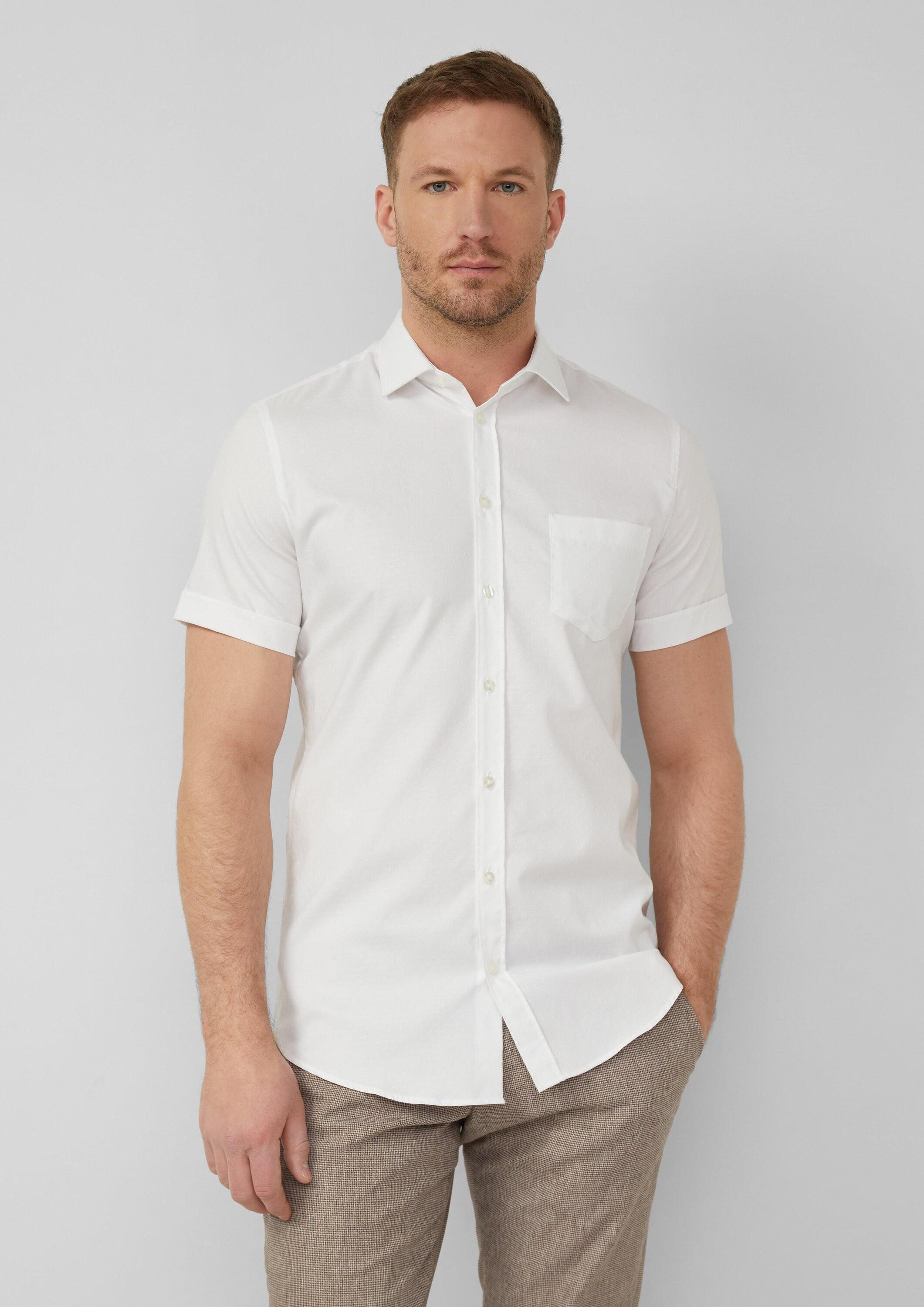 s.Oliver Kurzarmhemd Hemd Tailored Fit: Strukturiertes Kurzarm-Hemd aus Baumwollstretch