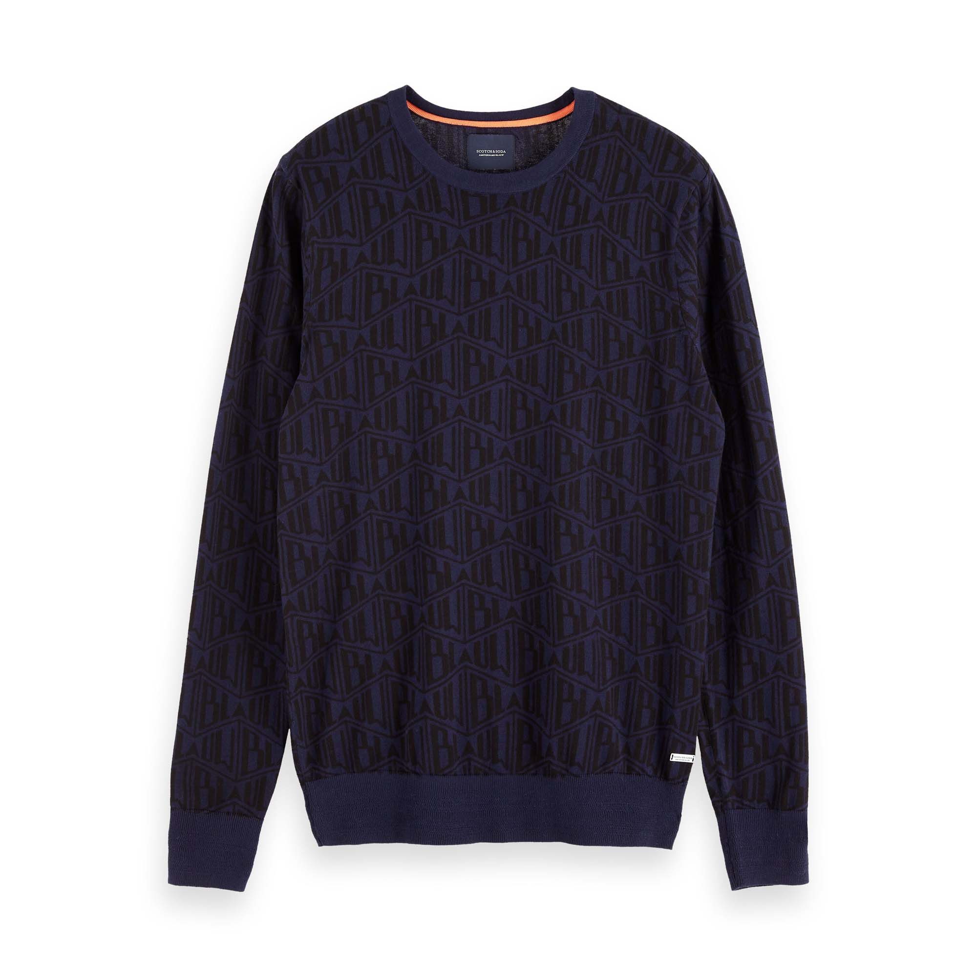 Fleecepullover Scotch & Soda Herren Pullover Ams Blauw Allover Print 153635