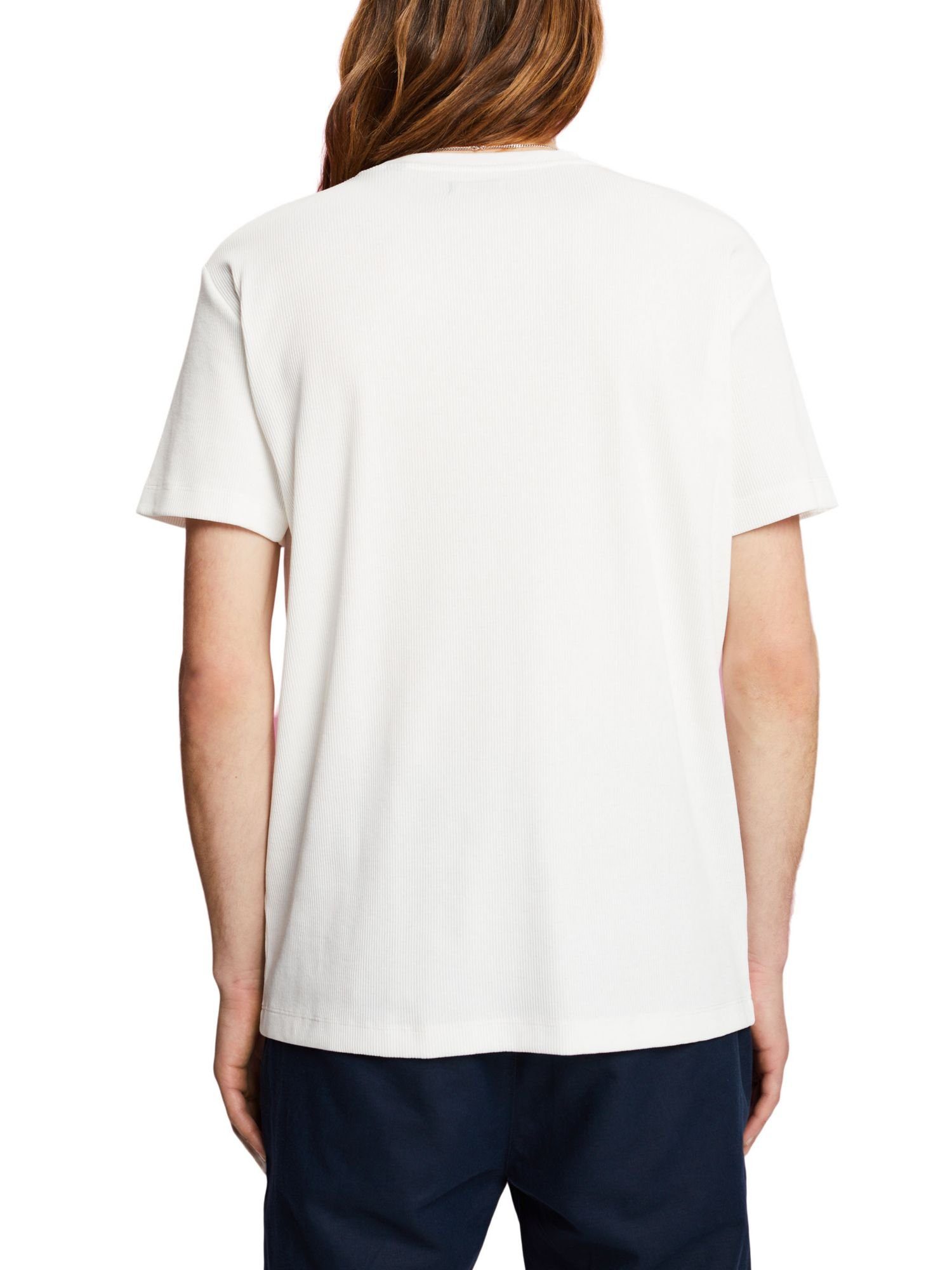 OFF T-Shirt Collection Geripptes (1-tlg) Esprit T-Shirt WHITE