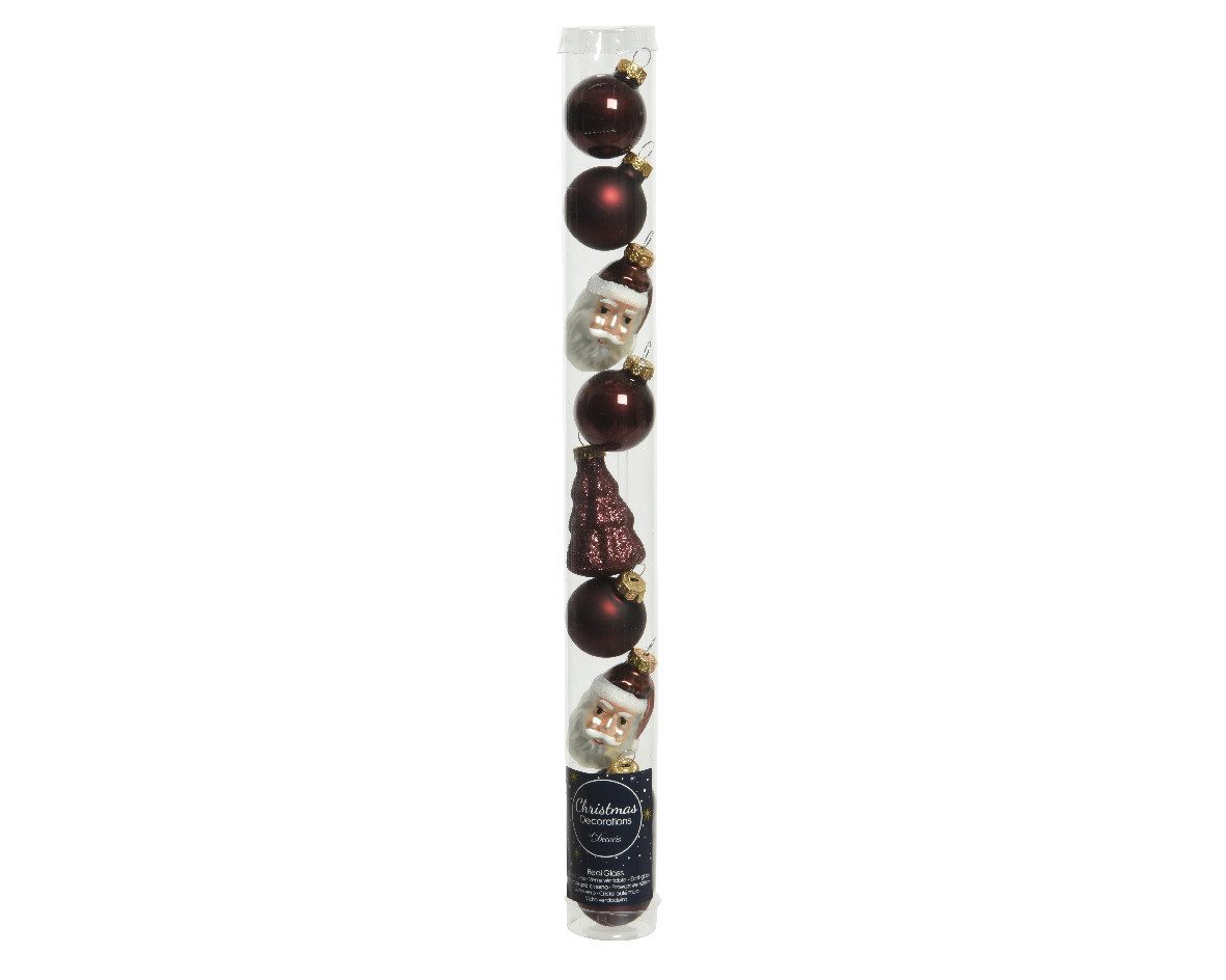 Kaemingk Weihnachtsbaumkugel, Weihnachtskugeln Glas 3cm mit Figuren Mix 9er Set - Rotholz