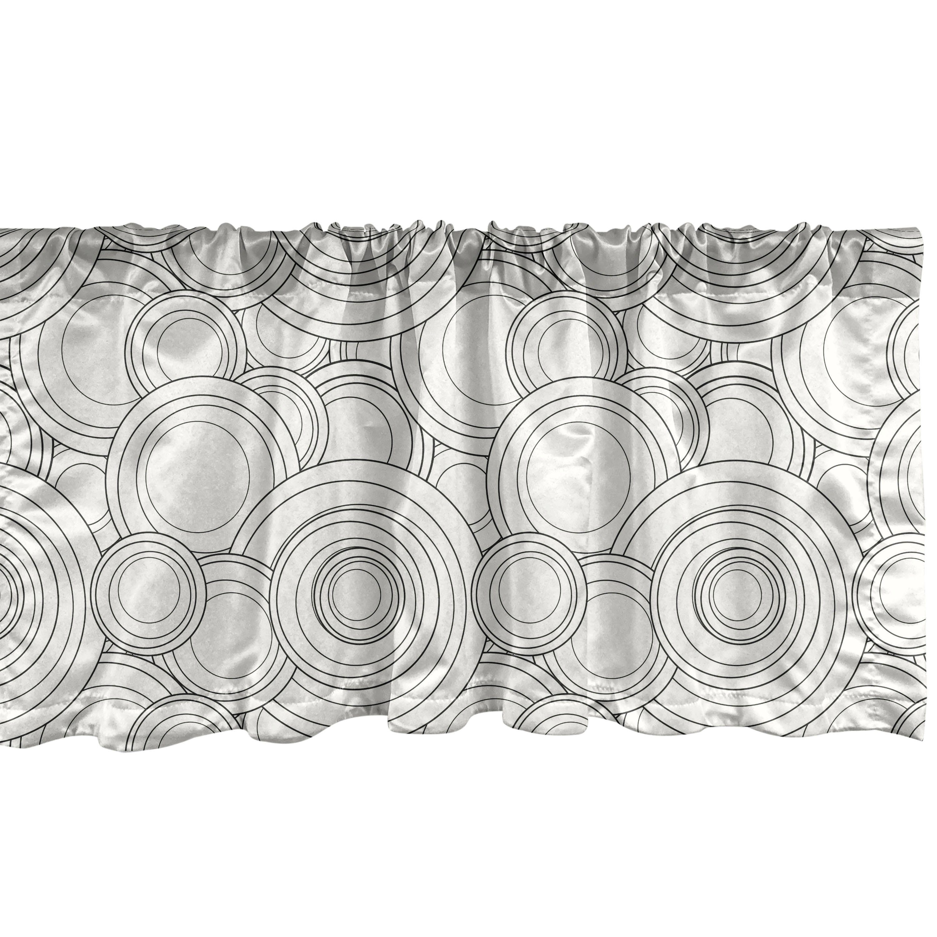 Scheibengardine Vorhang Volant für Küche Schlafzimmer Dekor mit Stangentasche, Abakuhaus, Microfaser, Abstrakt Interlocking Circle Design