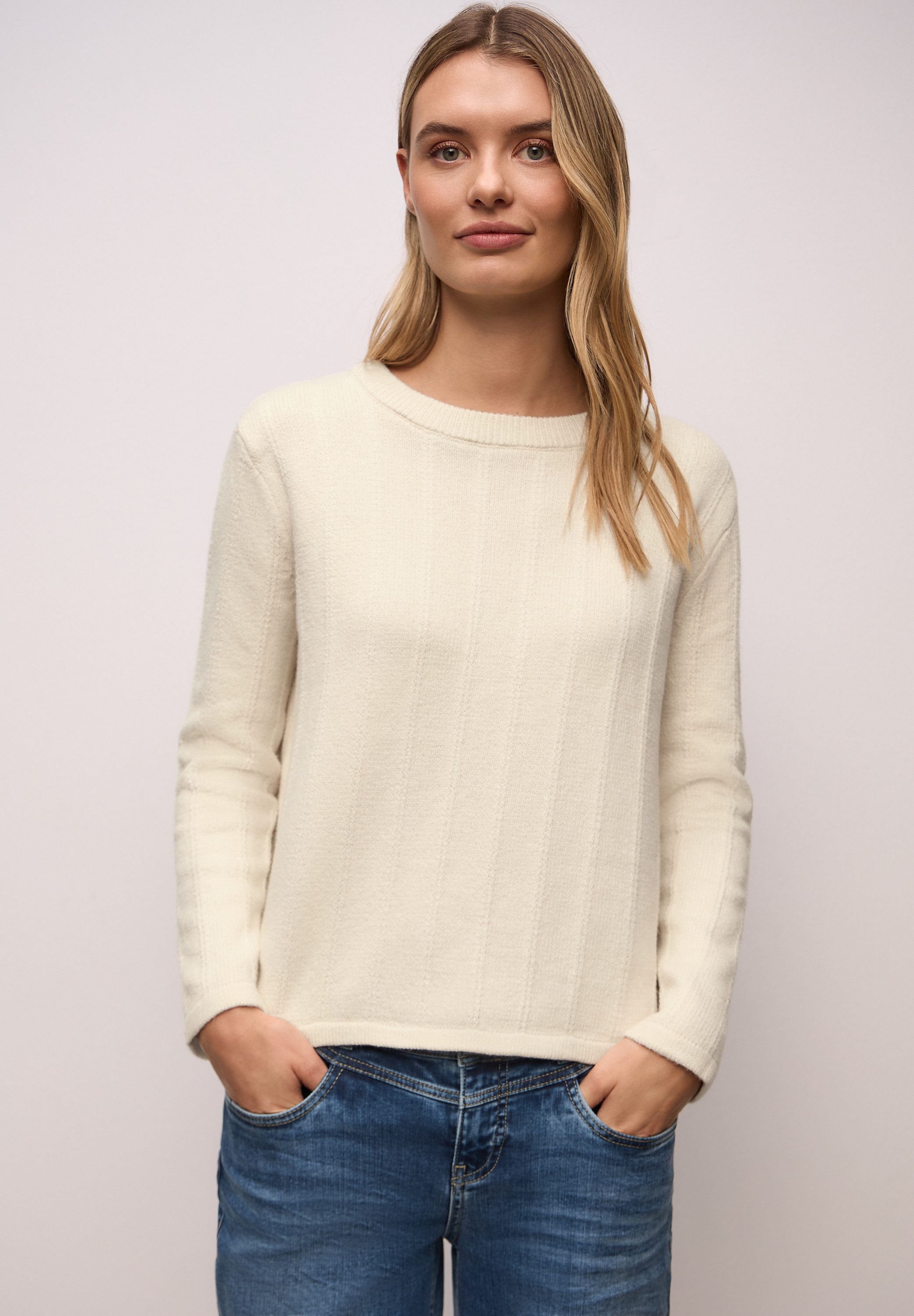 STREET ONE Strickpullover mit Rundhals, strukturiert günstig online kaufen