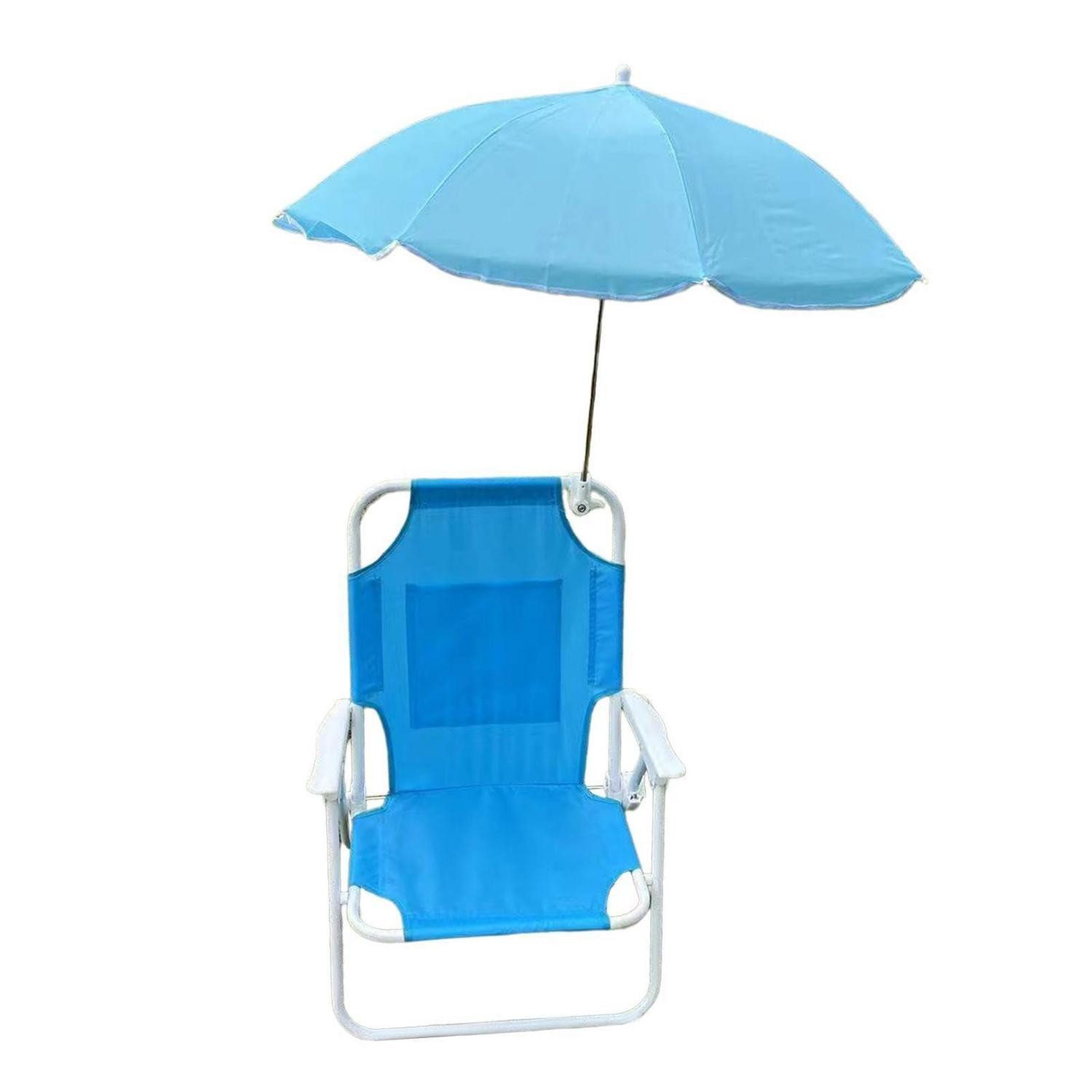 LuxusKollektion Kinderklappstuhl Kinder-Campingstuhl mit Sonnenschirm Blau (1 St)