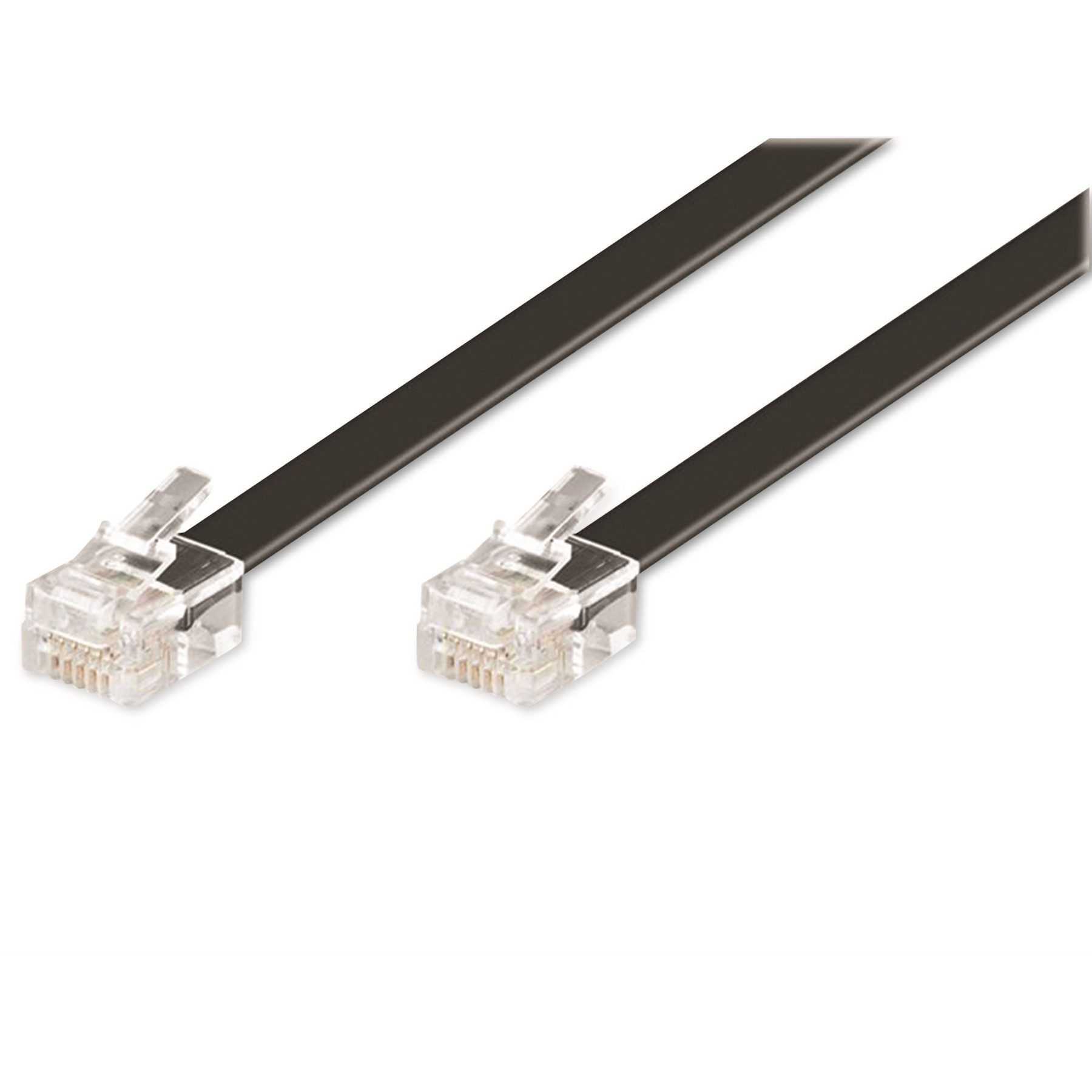 Goobay GOOBAY Telefon-Anschlusskabel RJ12, schwarz, 10 m Telefonkabel