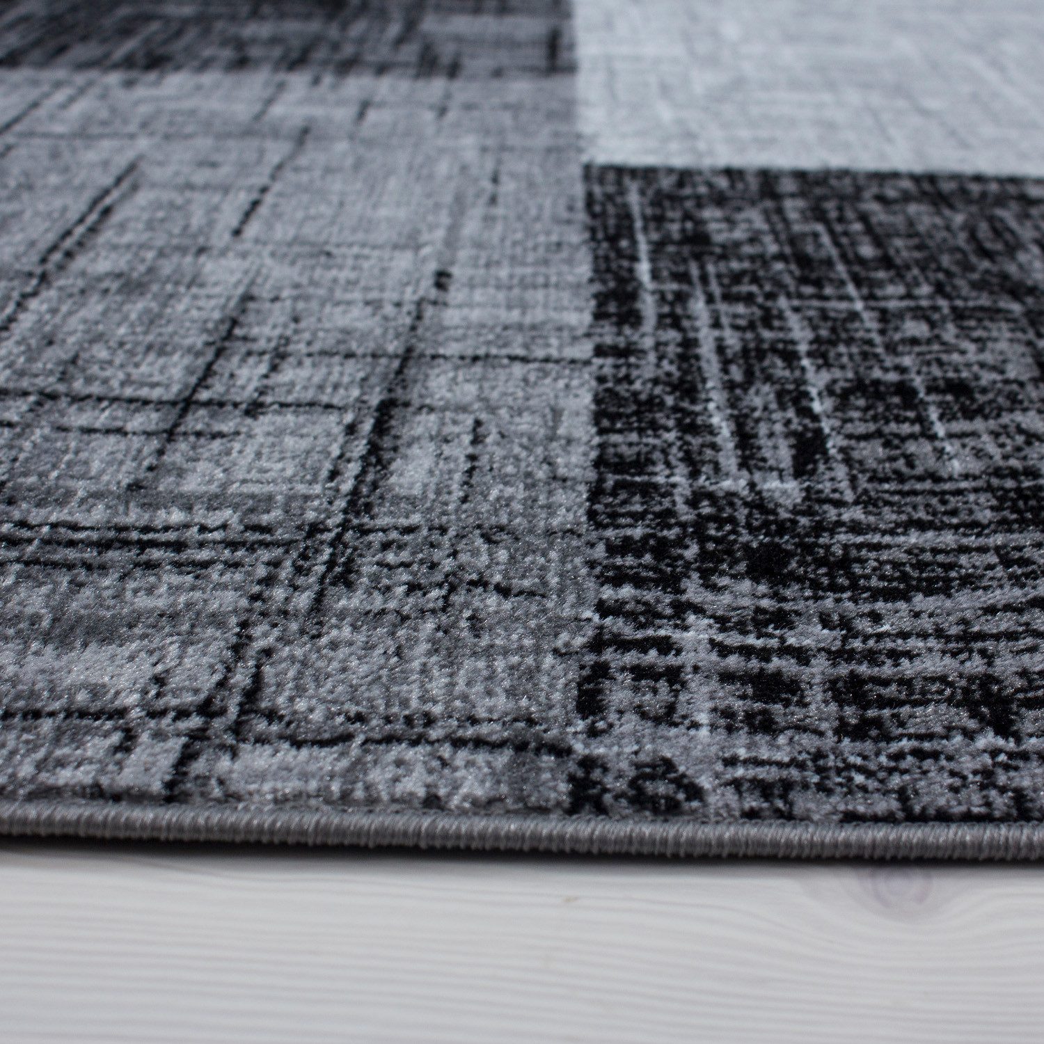 Carpettex Kurzflor-Bettumrandung Abstrakt Kariert Design, Höhe günstig online kaufen