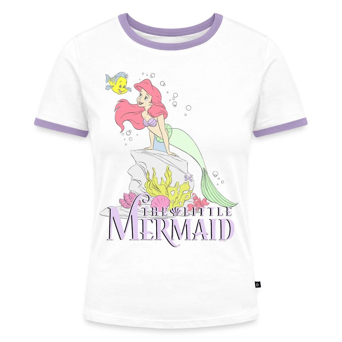 Spreadshirt T-Shirt Arielle Die Kleine Meerjungfrau Auf Fels Frauen Kontrast T-Shirt (1-tlg)