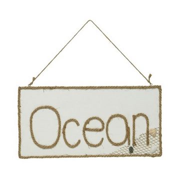 MARELIDA Dekoobjekt Wandschild OCEAN Schriftzug Juteseil Seilhalterung Maritim Wanddeko (1 St)
