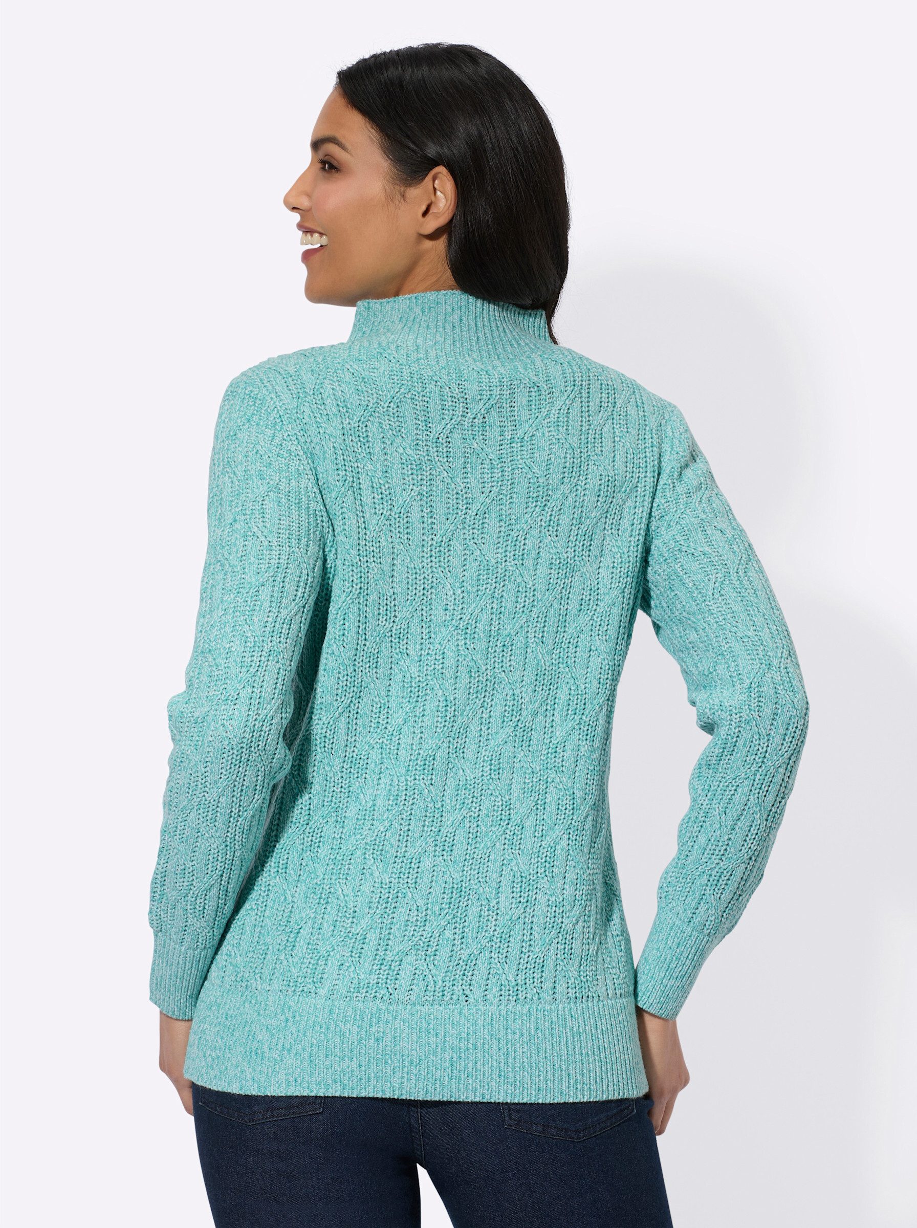 Sieh an! Strickpullover Langarm-Pullover Langarm Mustermix gestrickt günstig online kaufen