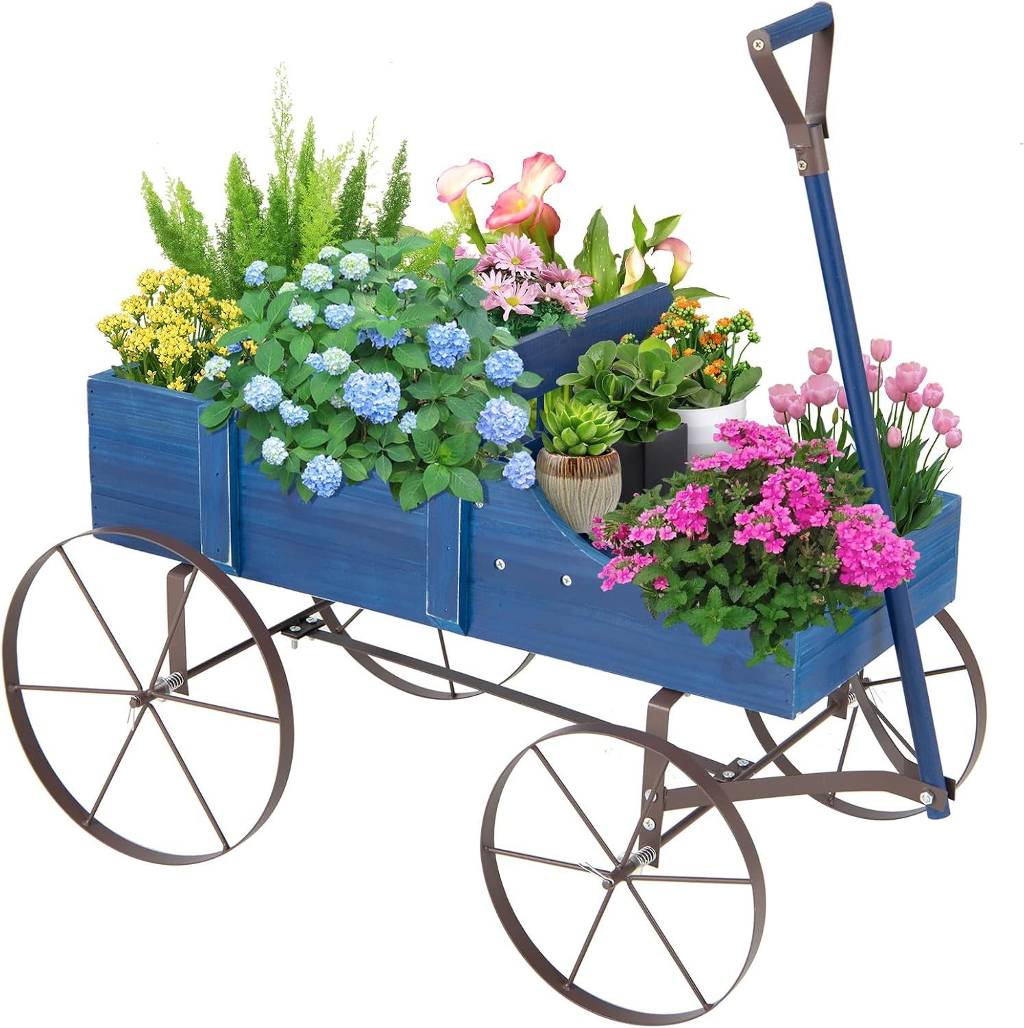 KOMFOTTEU Blumenständer Blumenwagen, 2 separate Blumenregale,Tragkraft 15kg