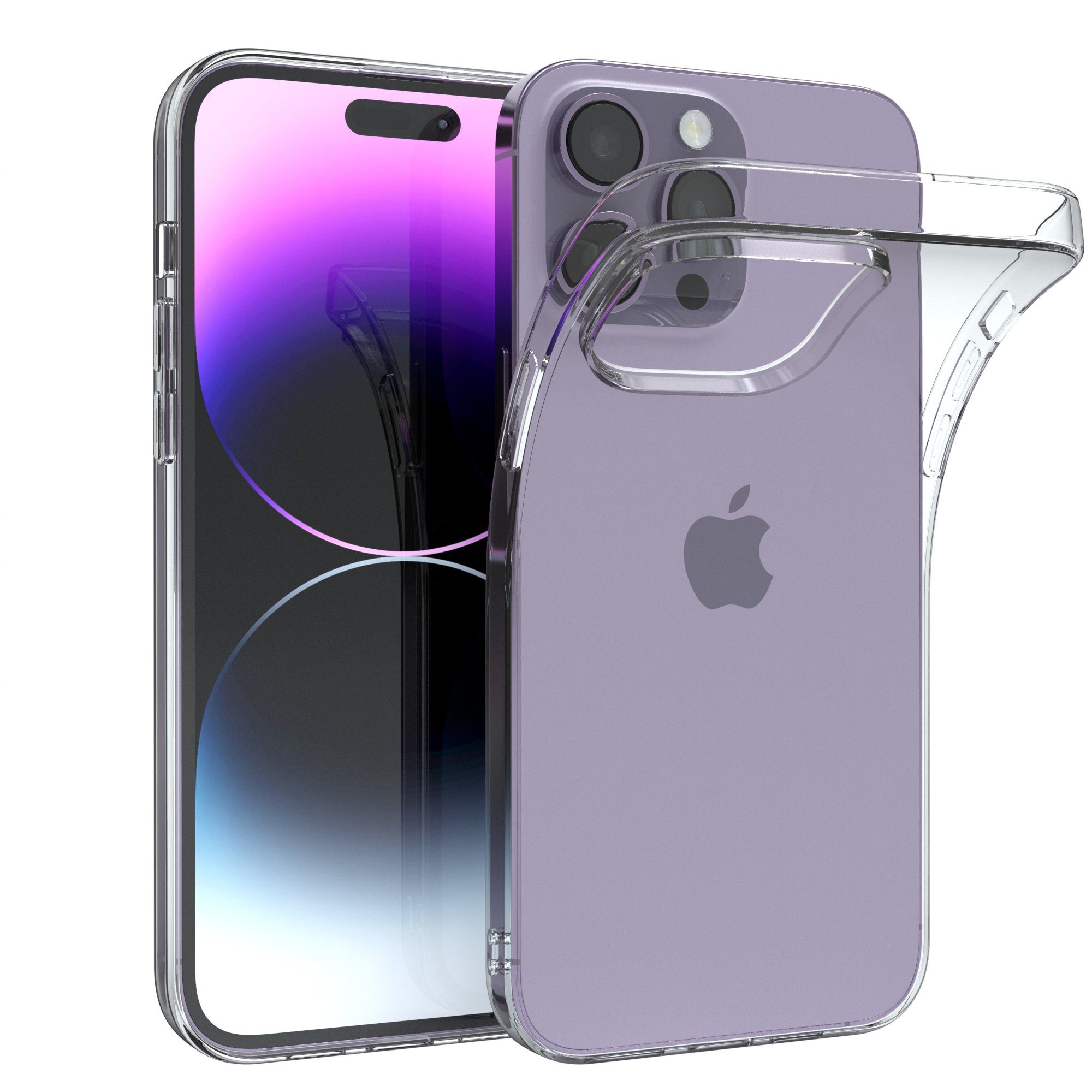 EAZY CASE Handyhülle Slimcover Clear für Apple iPhone 14 Pro Max 6,7 Zoll, durchsichtige Hülle Ultra Dünn Silikon Backcover TPU Telefonhülle Klar