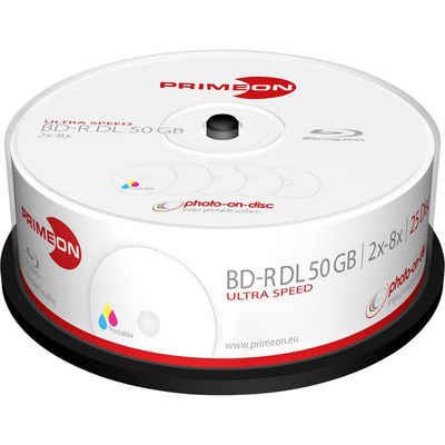 PRIMEON Blu-ray-Rohling »BD-R DL 50GB/2-8x Cakebox (25 Disc«, Bedruckbar
