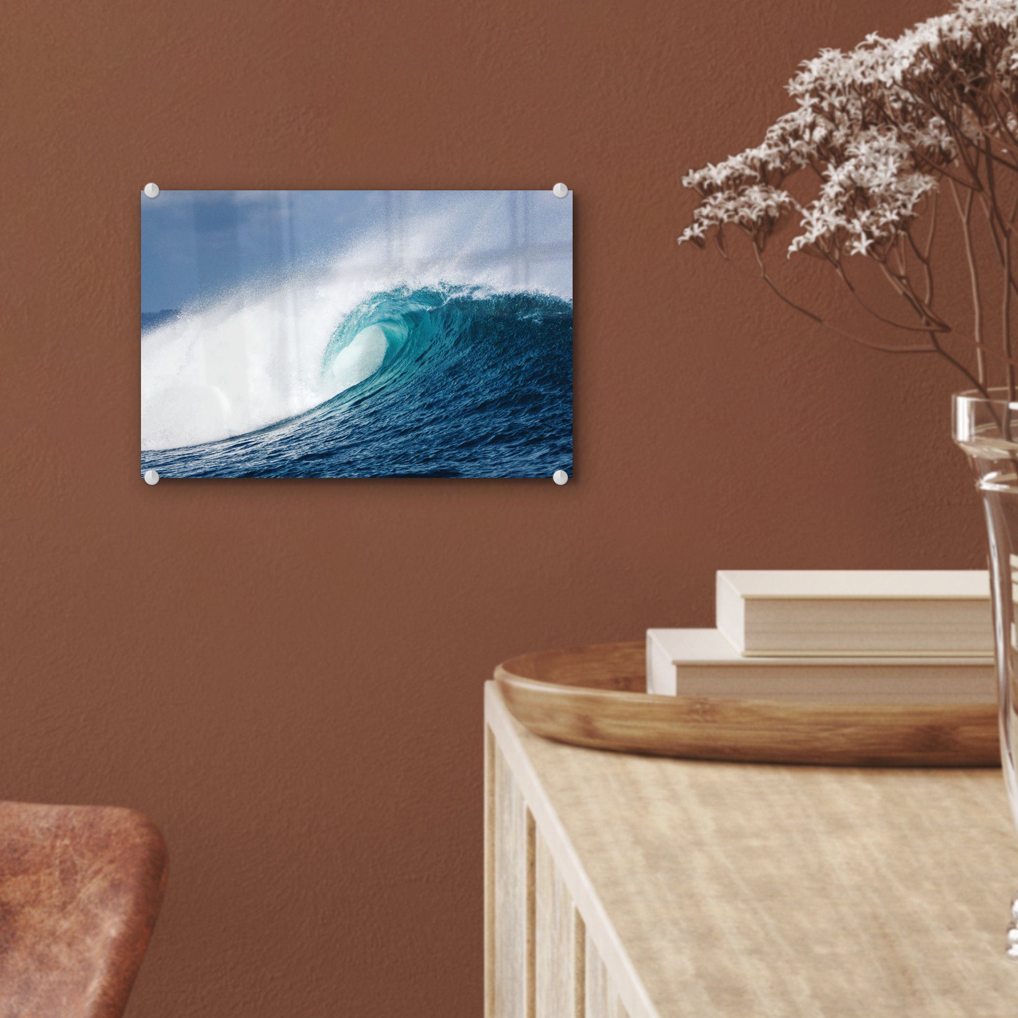 MuchoWow Acrylglasbild Meer - Golf auf auf (1 Glas - - Wandbild Wanddekoration St), - Bilder Foto Glasbilder Schaum, - Glas