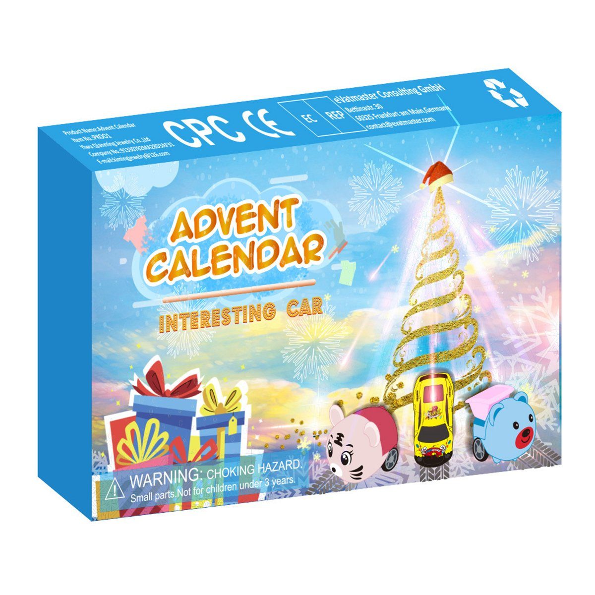 Die Sterne Adventskalender Weihnachts-Geschenkbox mit 24 Tier-Autospielzeugen, Countdown-Kalender (1-tlg)