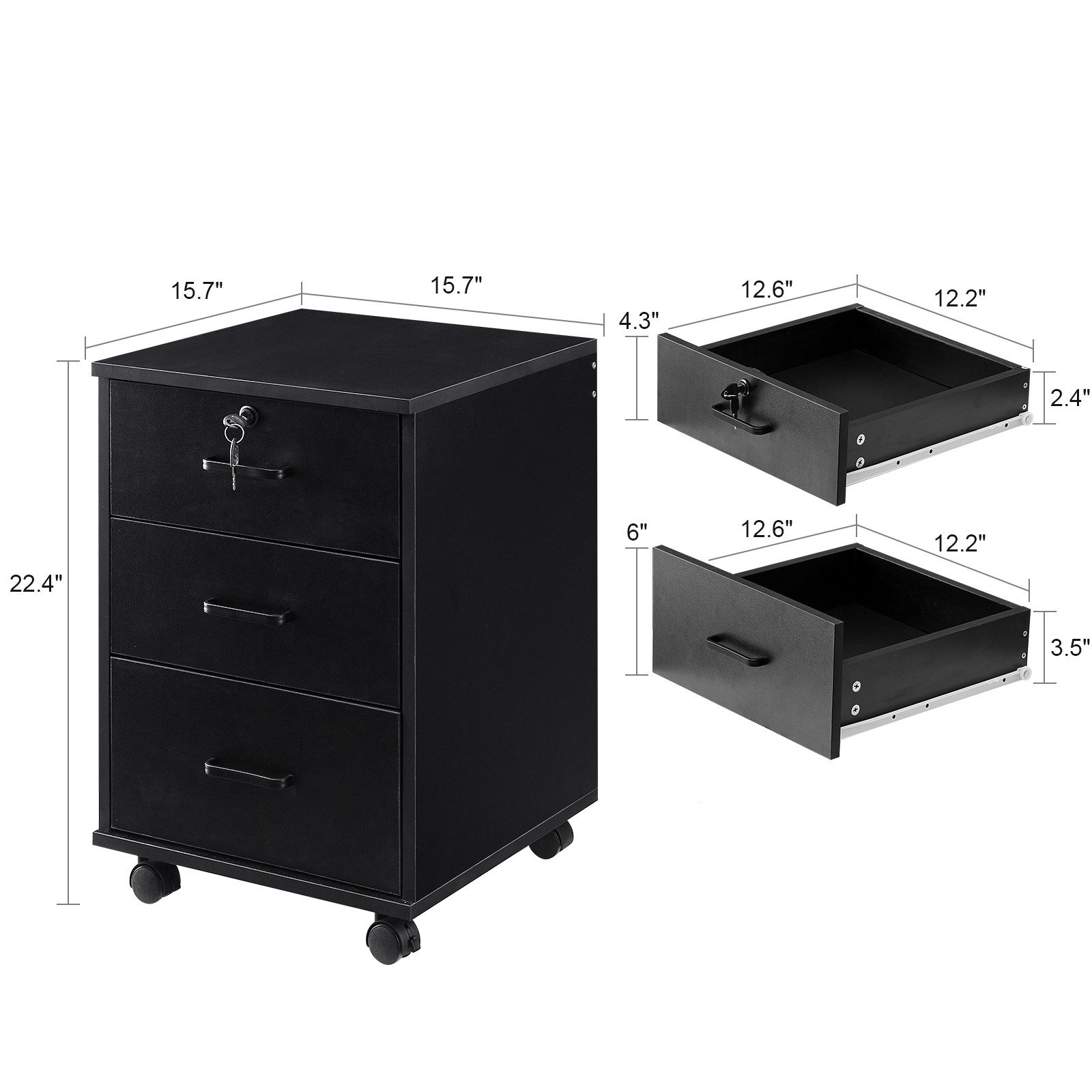 Ofcasa Aktenschrank Rollcontainer mobiler Büroschrank (1er günstig online kaufen