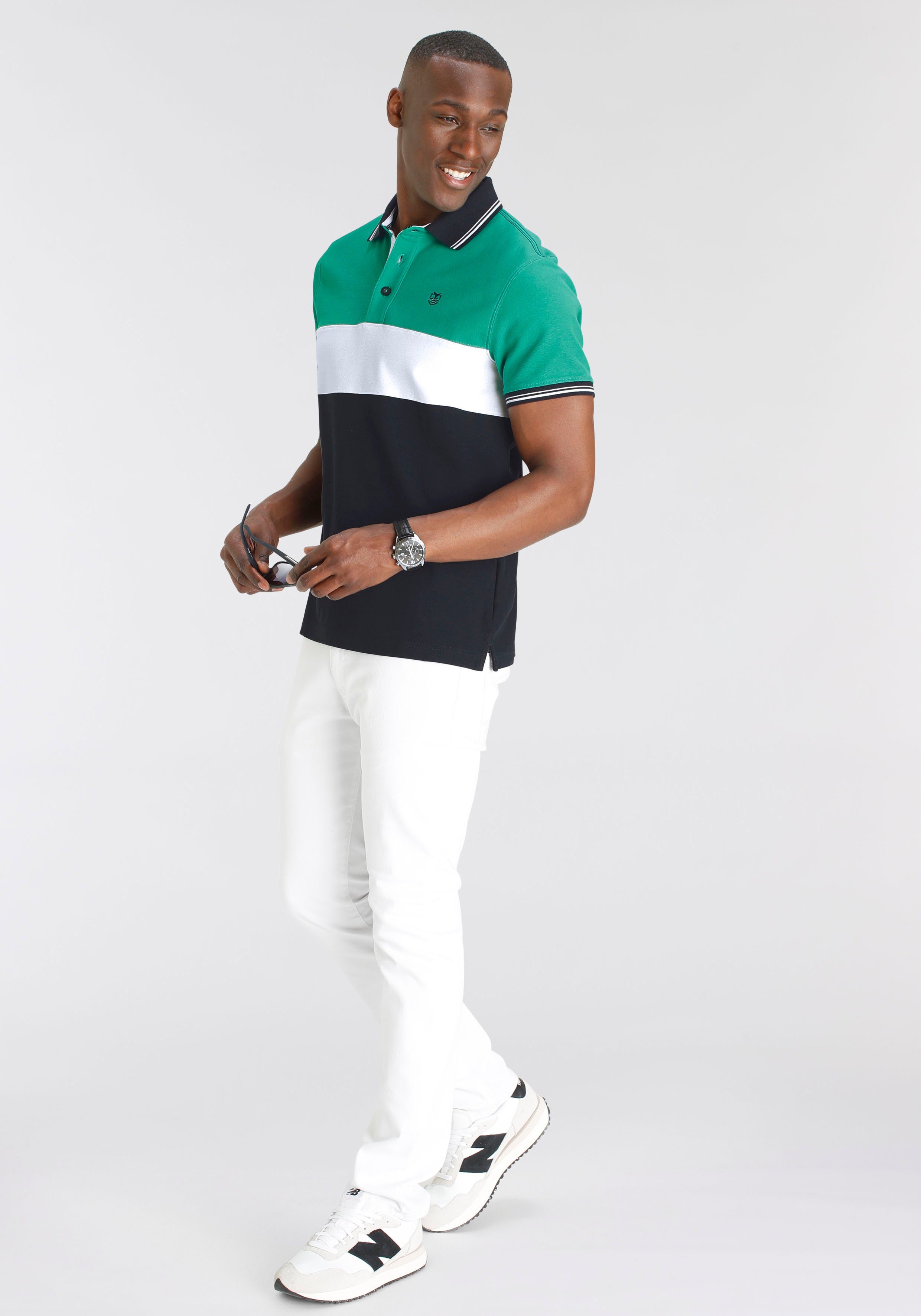 DELMAO Poloshirt Kurzarm, Regular Fit, mit Colorblocking-Design