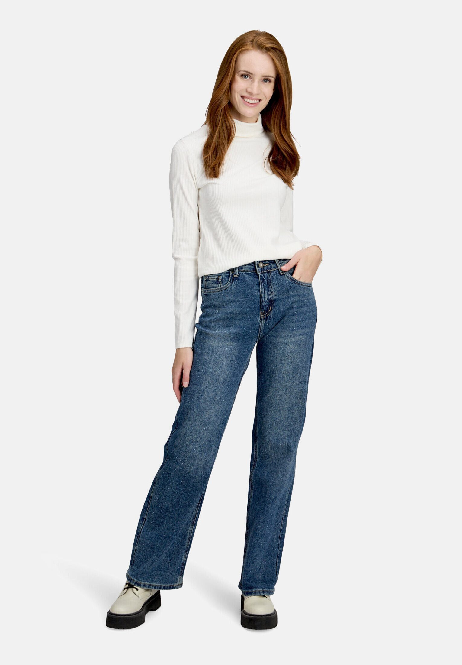 Cartoon Stretch-Jeans Damen mit Strass