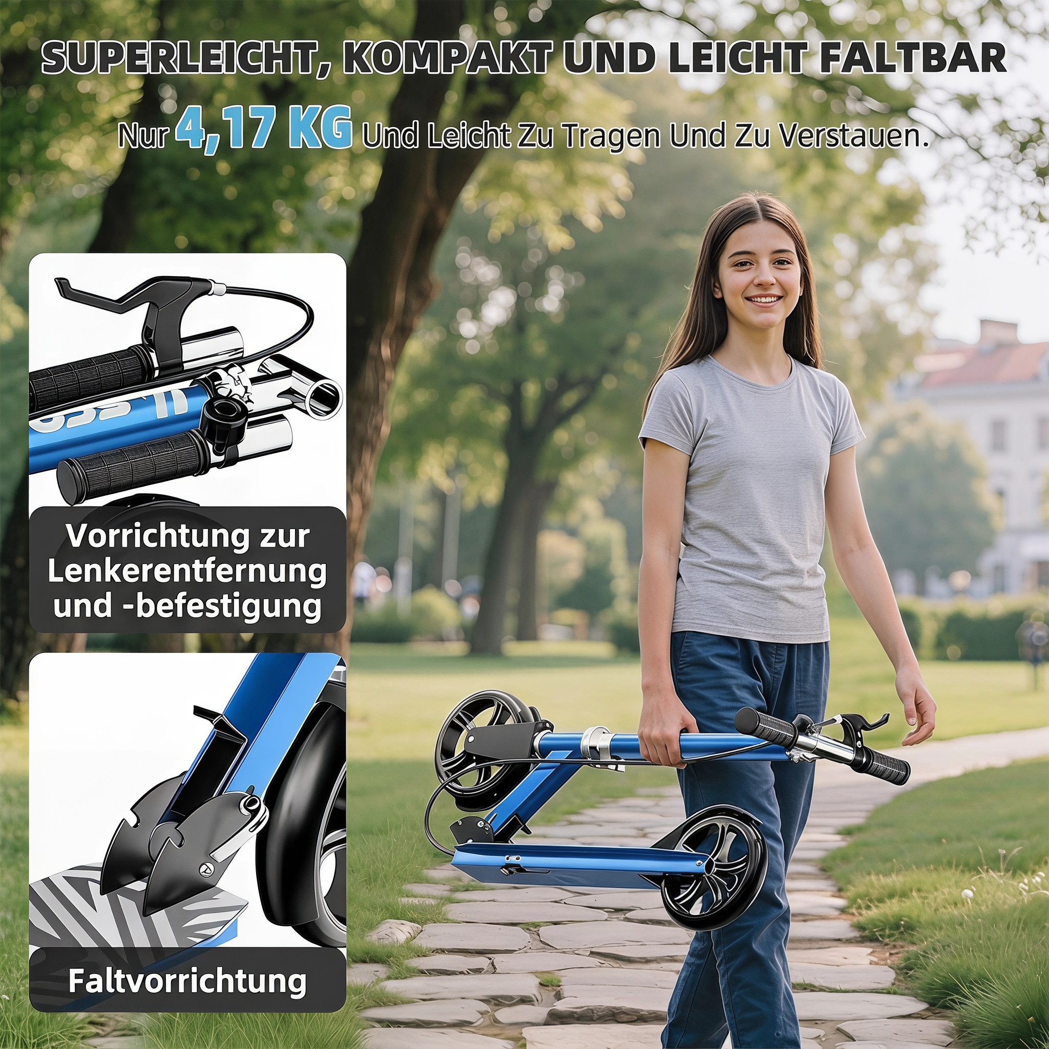 oyajia Cityroller Tretroller Kickroller Cityroller Kinderroller Erwachsene Scooter, (klappbar&höhenverstellbar Scooter 20CM Räder)