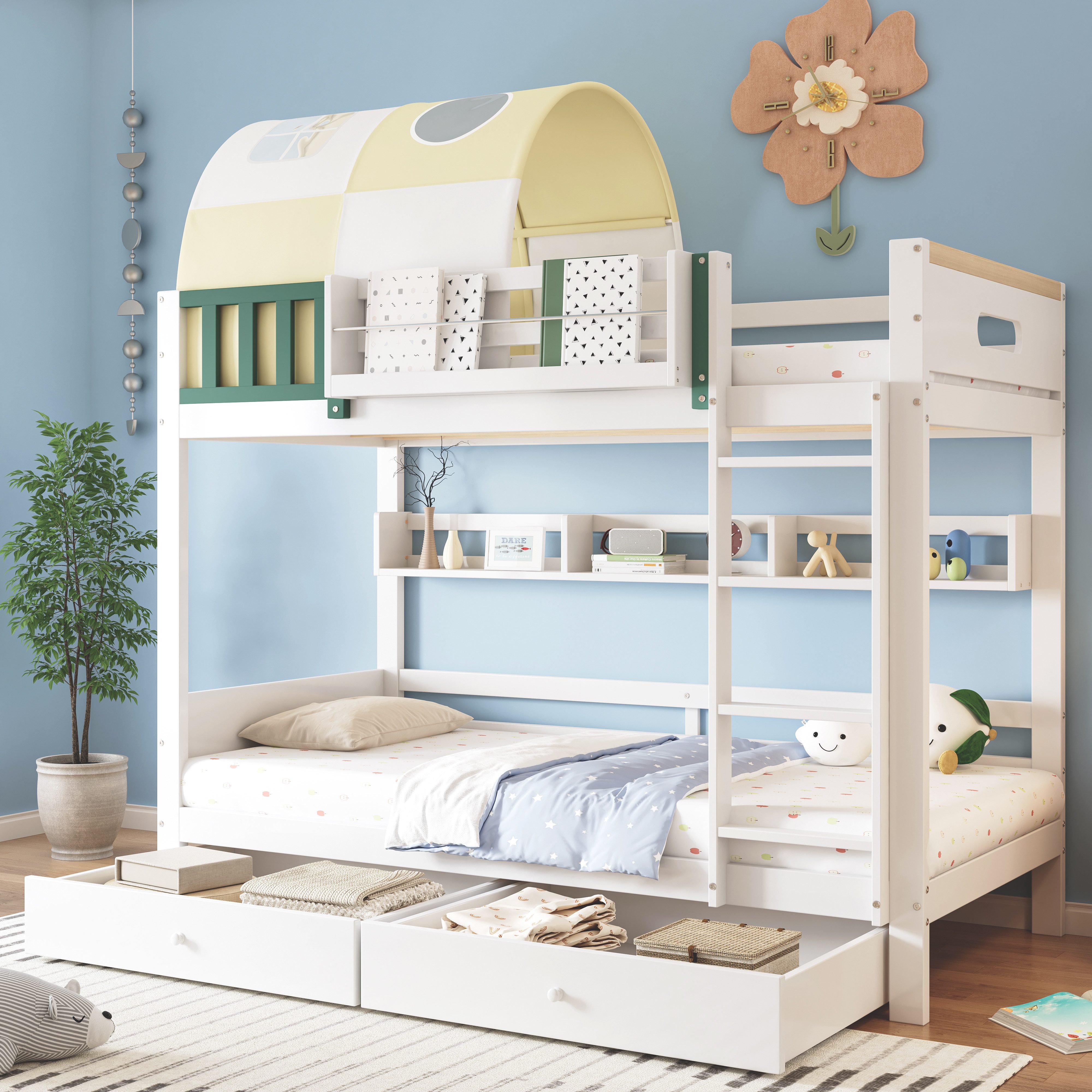 Flieks Etagenbett, Hausbett Kinderbett 90x200cm mit günstig online kaufen