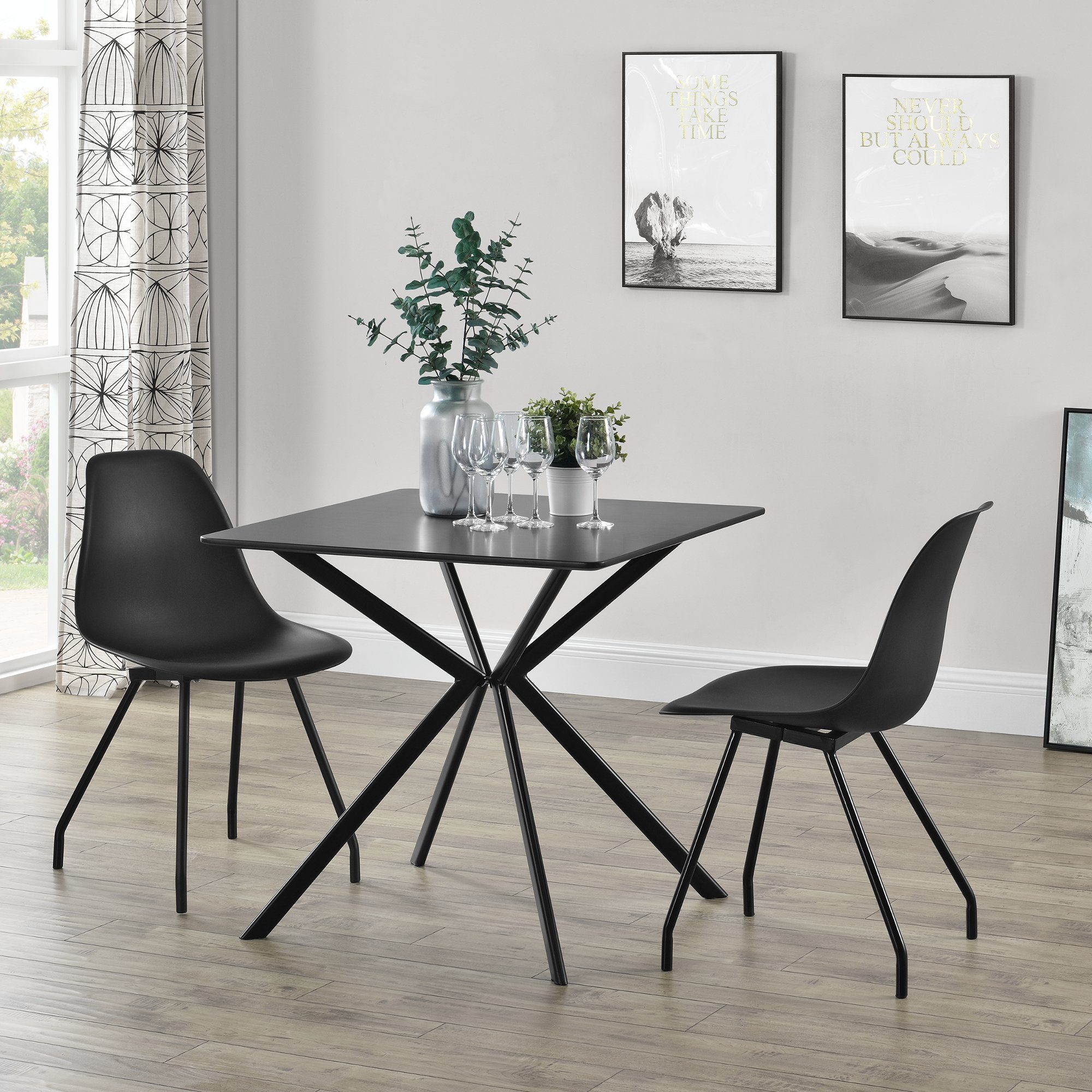 ® Esstisch mit 4 Stühlen weiß 120x60cm Küchentisch Esszimmertisch Tisch en.casa 