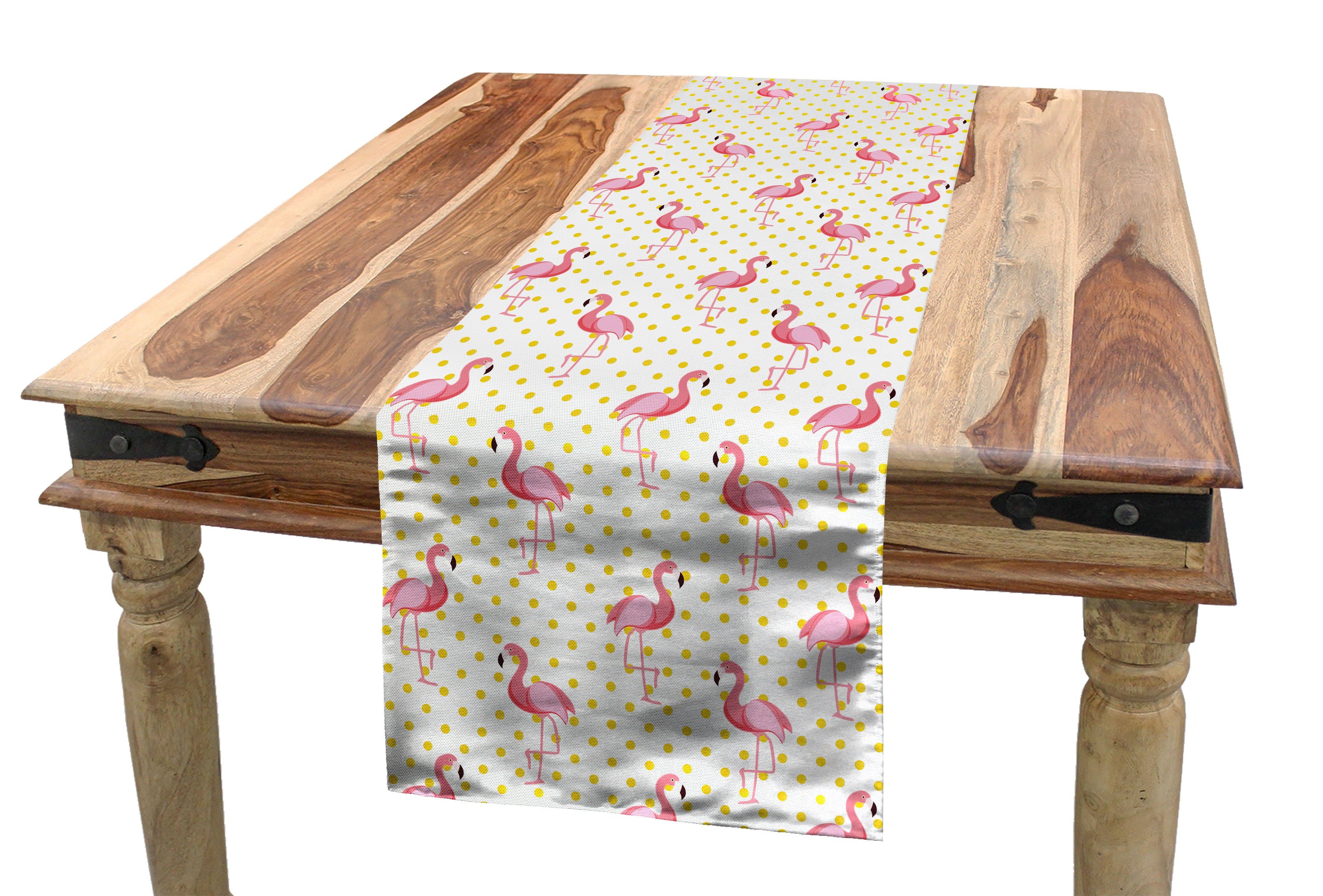 Abakuhaus Tischläufer Tischläufer, Indigenous Küche Dekorativer Exotische Esszimmer Rechteckiger Flamingo Vögel
