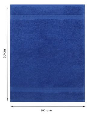 Betz Gästehandtücher 10 Stück Gästehandtücher Premium 100% Baumwolle Gästetuch-Set 30x50 cm Farbe royalblau und silbergrau, 100% Baumwolle