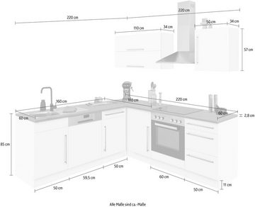 Kochstation Winkelküche KS-Samos, mit E-Geräten, Stellbreite 220/220 cm