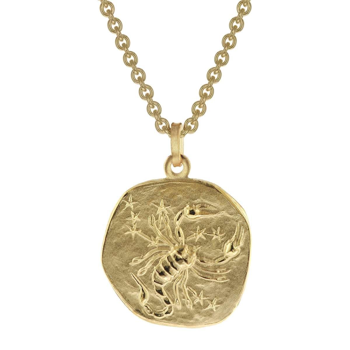 trendor Kette mit Anhänger 39070-11, Skorpion Sternzeichen Ø 20 mm Herrenkette Gold auf Silber