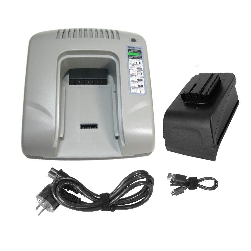 Trade-Shop Ladestation passend für Milwaukee 48-11-1900, 48-11-2200, 48-11-1950 USB-Ladegerät (Geeignet für 7,2V-18V Li-Ion/Ni-MH Akkus - mit zwei USB-Anschlüssen)