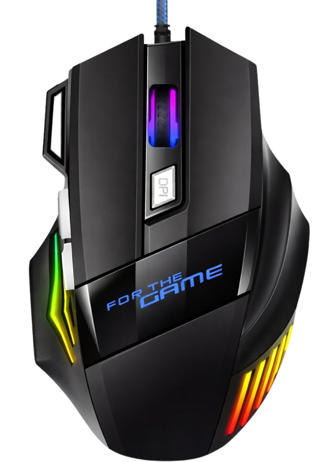 StellarLuma RGB Gaming Maus Kabelgebunden Schwarz Gaming-Maus (kabelgebunden, Plug & Play, 2400 dpi, Beleuchtung Computer Maus für PC Mac Laptop Mouse Ohne Treiber USB-A)