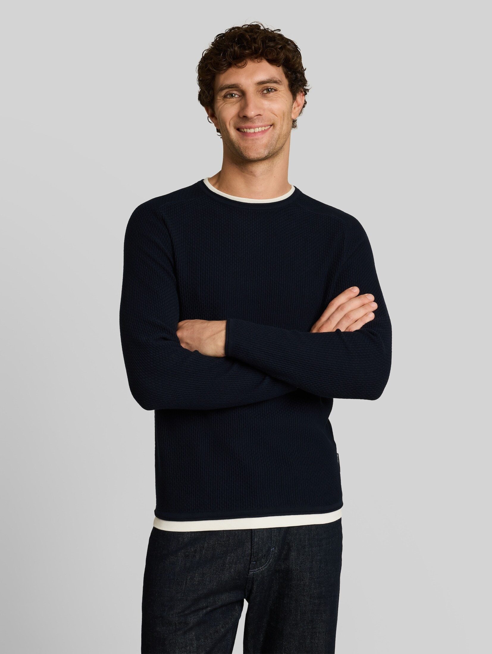 TOM TAILOR Denim Strickpullover Pullover & Strickjacken Strickpullover im 2-in-1-Look