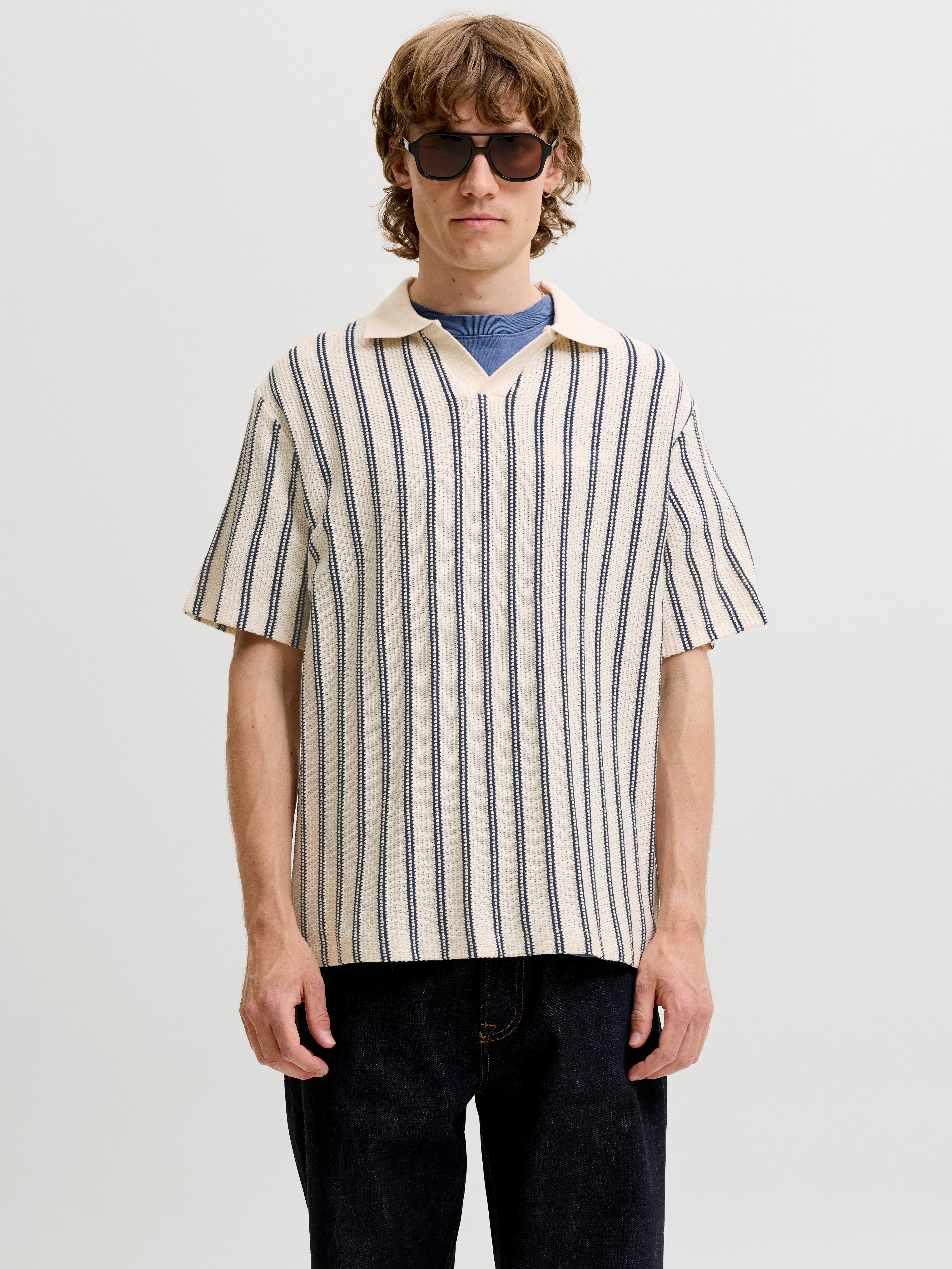 Jack & Jones Poloshirt JPRBLUHARRY SS SPLIT NECK POLO SN Baumwollmischung, regular fit