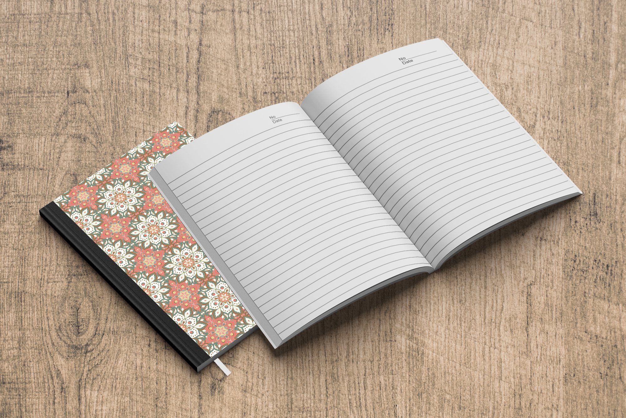 MuchoWow Notizbuch Muster, - Mandala - Notizheft, Blumen Haushaltsbuch Merkzettel, 98 Vintage - A5, Seiten, Journal, Tagebuch