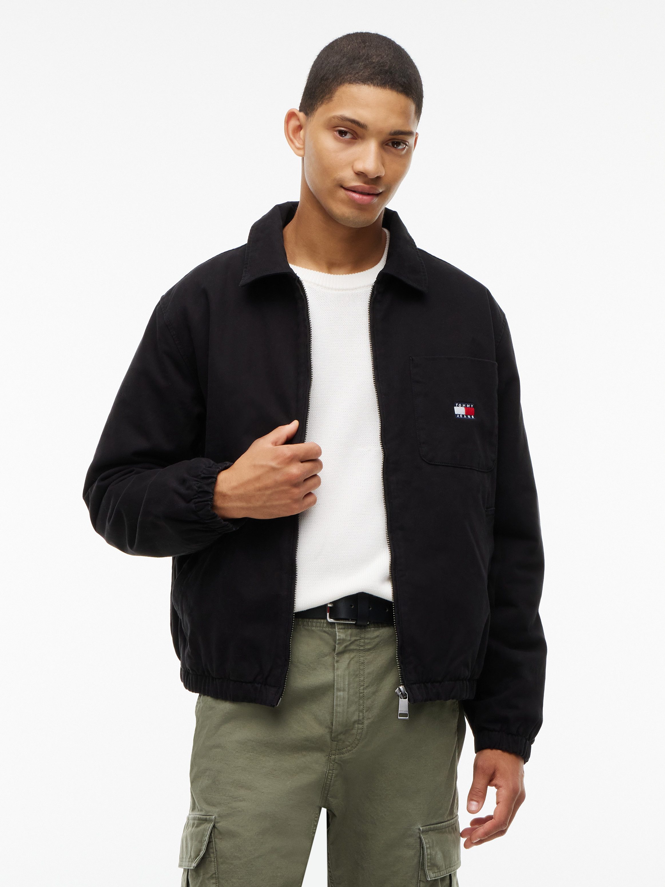 Tommy Jeans Hemdjacke HARRINGTON COTTON JACKET Regular fit mit Hemdkragen
