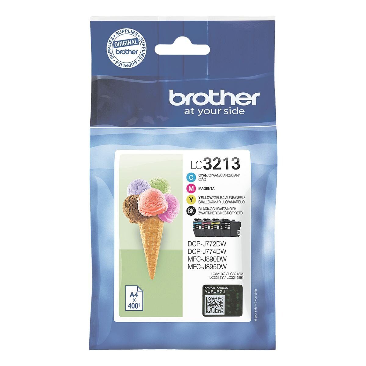 Brother LC-3213VALDR Tintenpatrone (Set, 4-tlg., Original Druckerpatrone, schwarz / cyan / magenta / gelb)