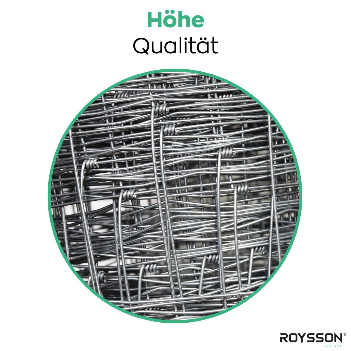 Roysson Garden Zaun 50 m verzinkter Wildzaun, Knotengeflecht Forstzaun