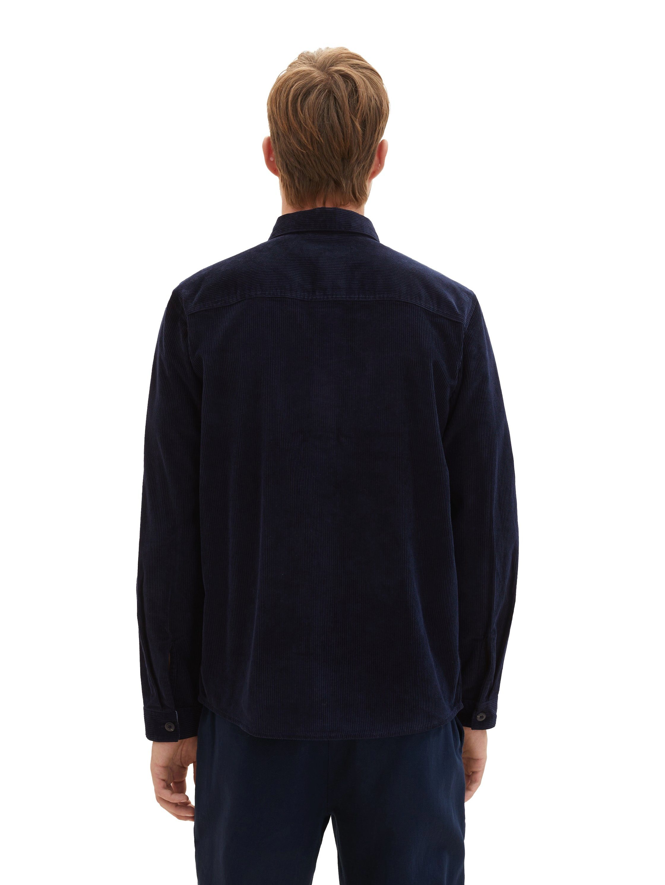 Drop-Shoulder captain sky TOM mit Naht TAILOR Langarmhemd blue