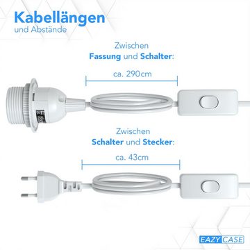 EAZY CASE Lampenfassung E27 Lampensockel mit Schalter und Kabel 3,5m, E27 Fassung für Lampenschirm DIY Lampe zum Aufhängen Stromkabel Weiß