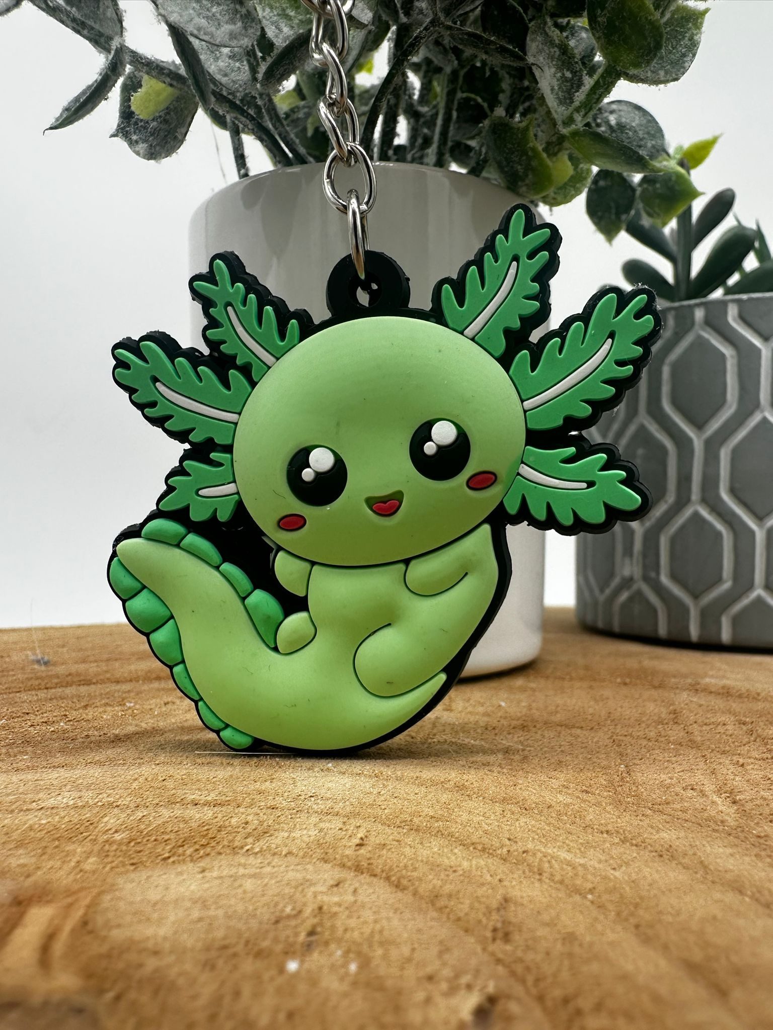 Kawaii Schlüsselanhänger Schlüsselanhänger Kawaii Kuties 6 cm Axolotl grün (1-tlg), Schlüsselanhänger Haustierschlüsselanhänger Geschenk Hund Frau Herren