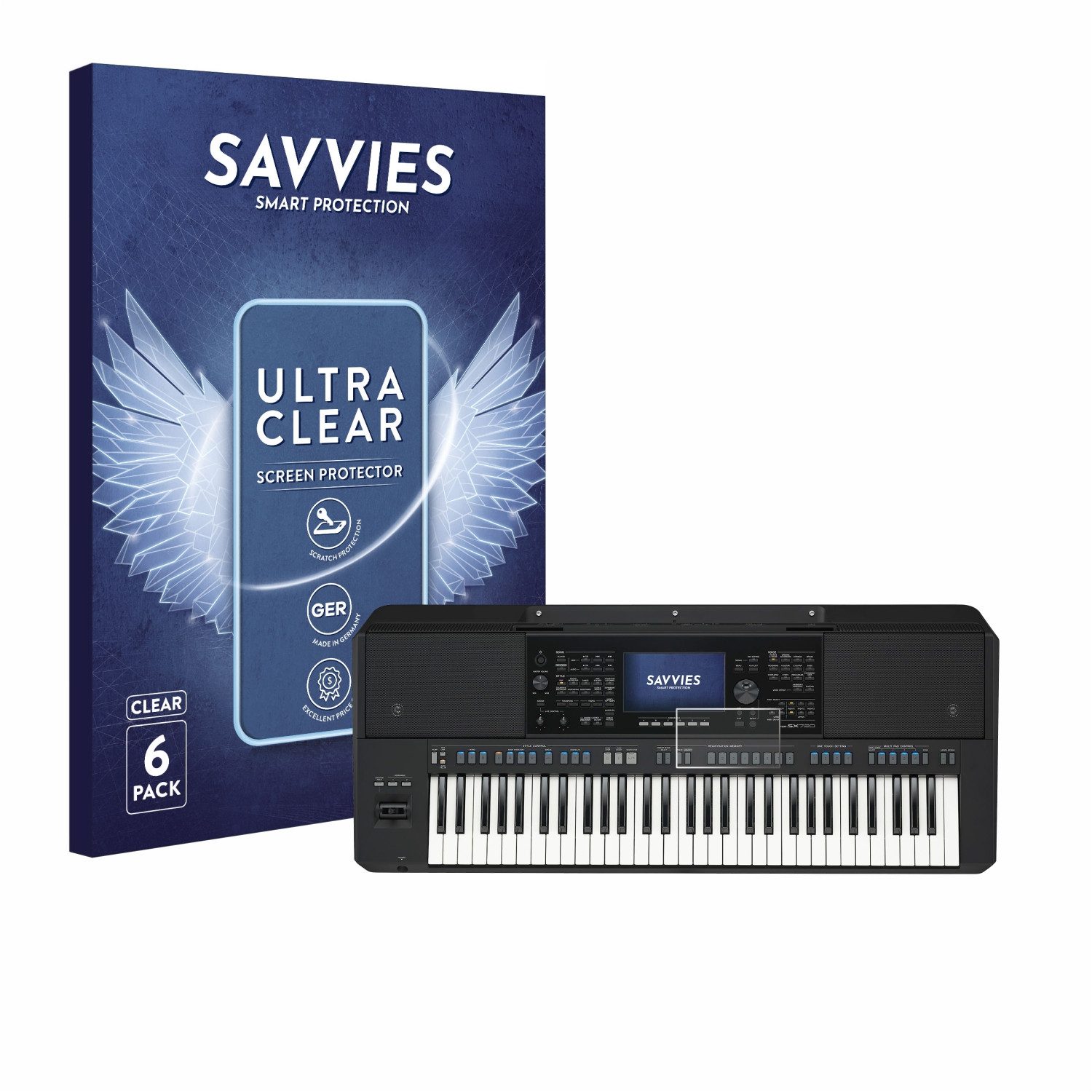 Savvies Displayschutzfolie Schutzfolie für Yamaha PSR-SX720, 6 Stück, Displayschutz Schutz Folie Klar Transparent