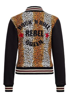 QueenKerosin Collegejacke Rock 'n' Roll Rebel Queen in Leo-Optik