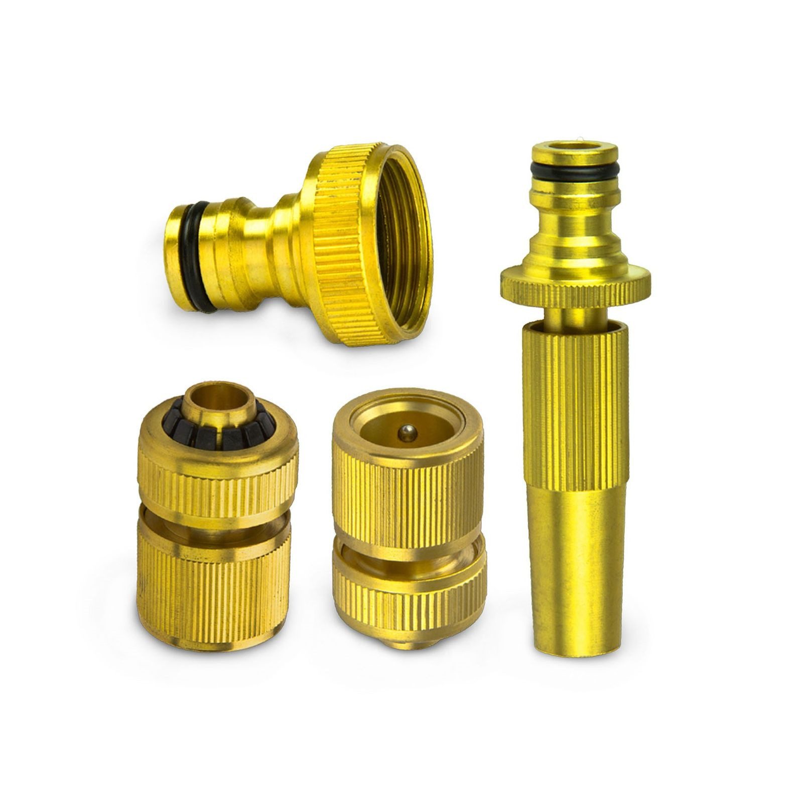 Stabilo Sanitär Schlauchadapter Gartenschlauch Set 1/2 Zoll 13mm Messing Garnitur Sprühdüse