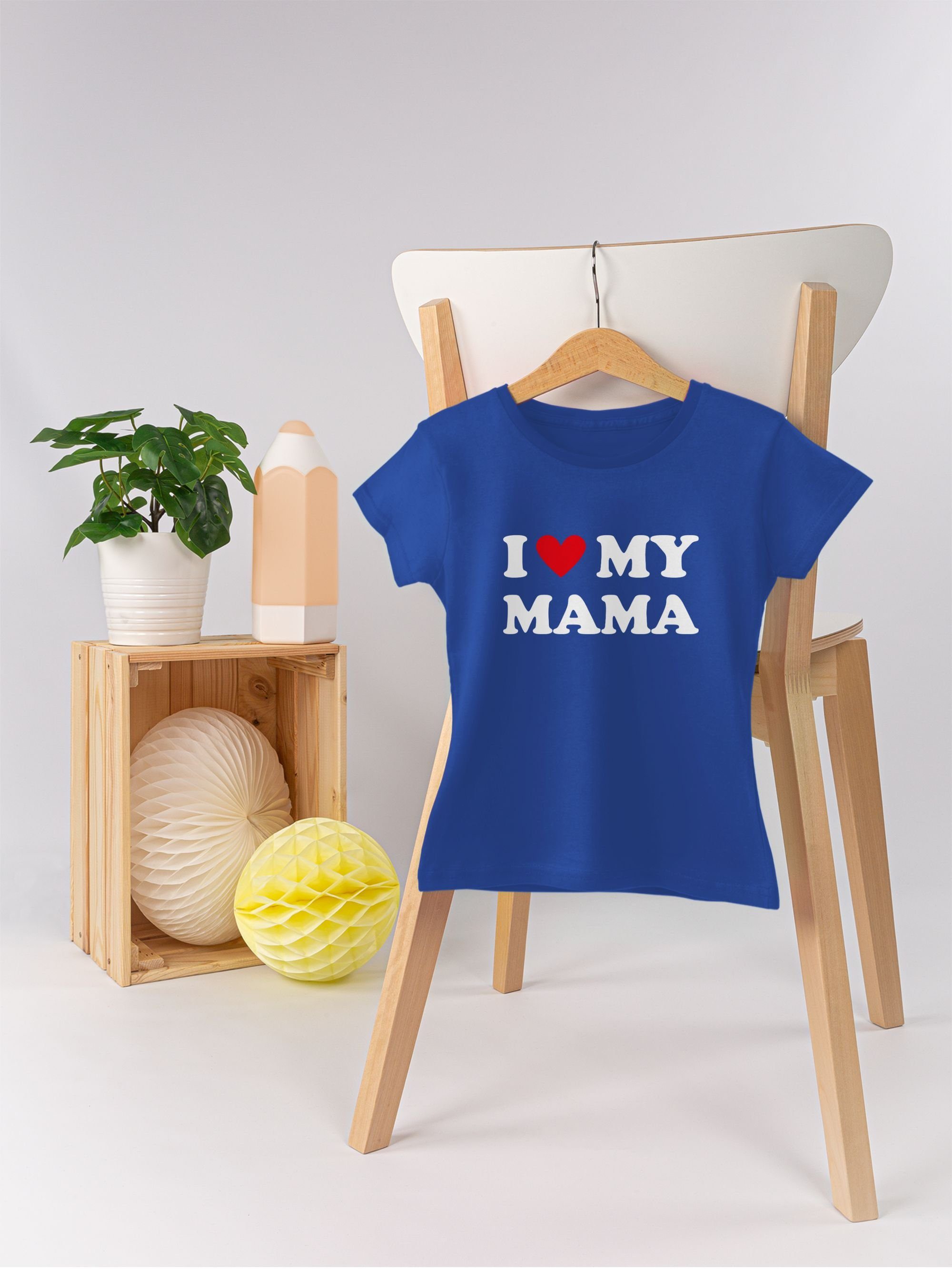 Muttertagsgeschenk Mama 2 I my T-Shirt Shirtracer Royalblau Mum - love
